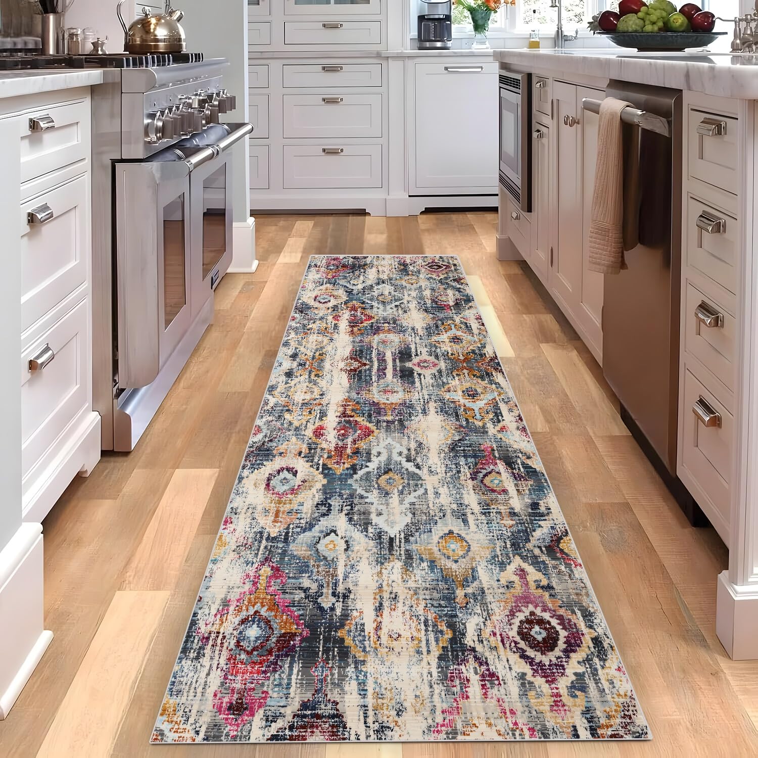 Tapijtloper voor gang, keuken, boho, kleurrijk, antislip, wasbaar