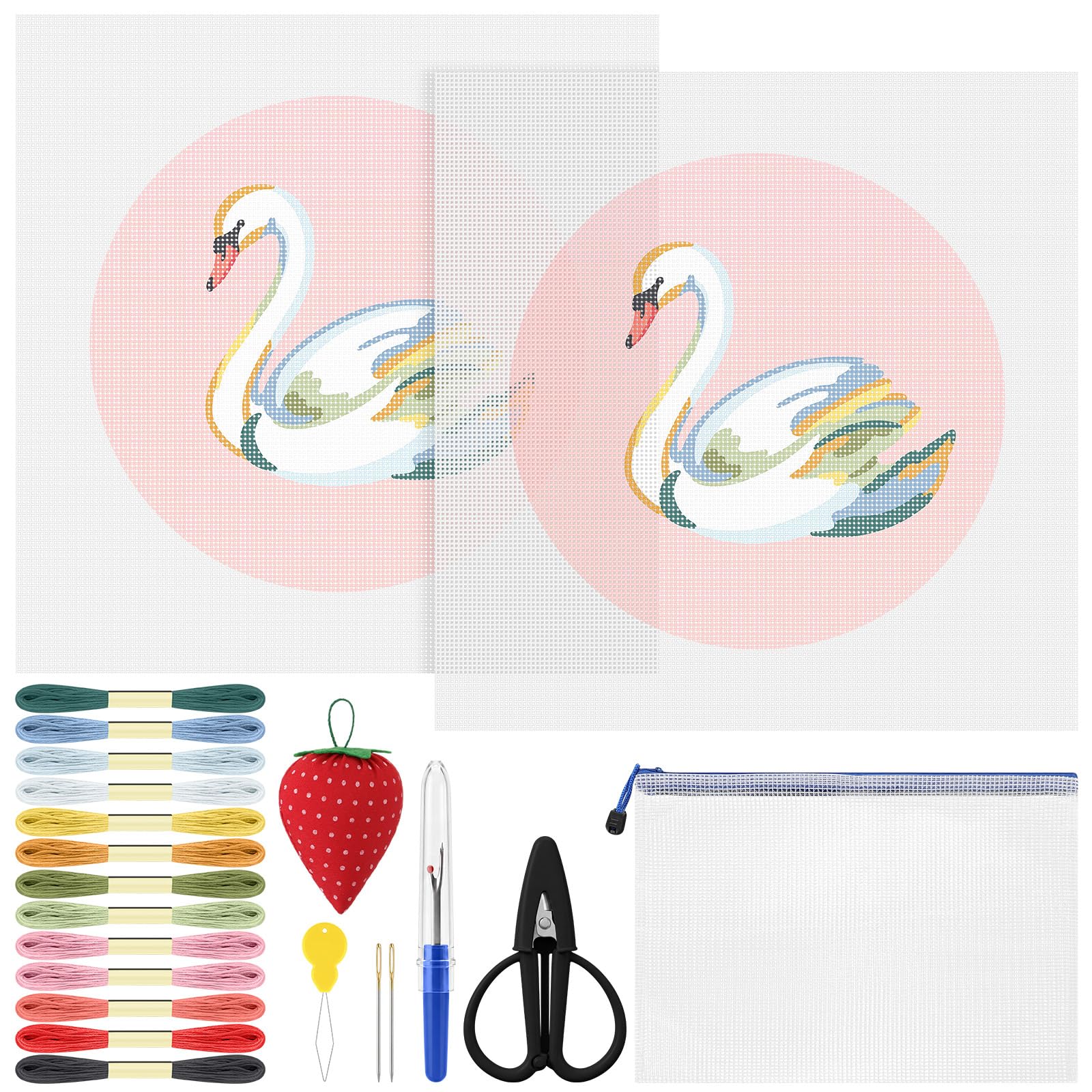 XunYee 30 Pcs Swan Needlepoint Kit for Beginners Adults Starters