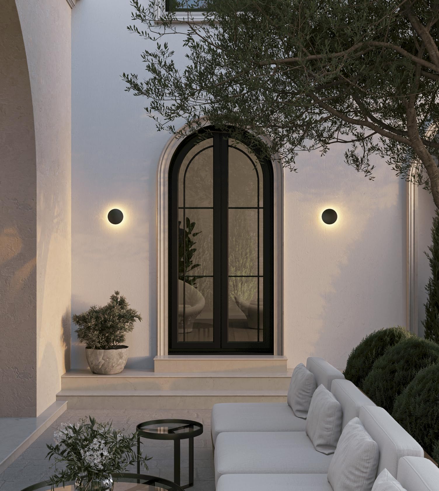 NEONA OTIS LED Wandleuchte Aluminium Up Down warmweiß 2700K, Innen und Außen geeignet, CRI 90 Schwarz Weiß, Kabelanschluss oder Akku (Schwarz, Kabelanschluss)