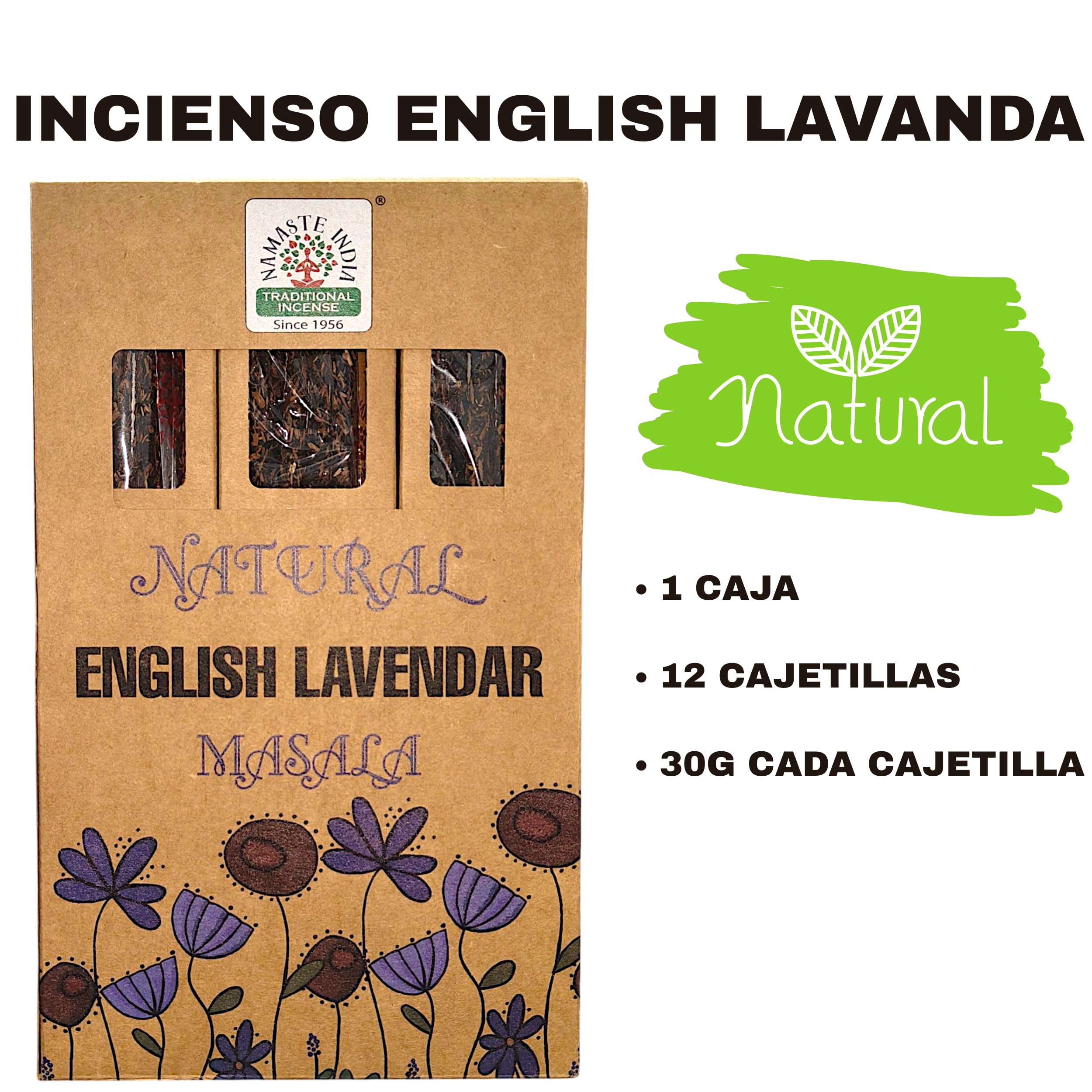 Encens Naturel English Lavanda Bio 600g Grande Boîte 12 Étuis 50g