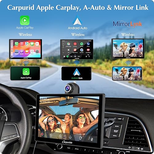 Miniatura 2 de CARPURIDE W905 Carplay inalámbrico y Android Auto, pantalla táctil portátil de 9 pulgadas, cámara de tablero 4K, navegación Drive Play Car Play con