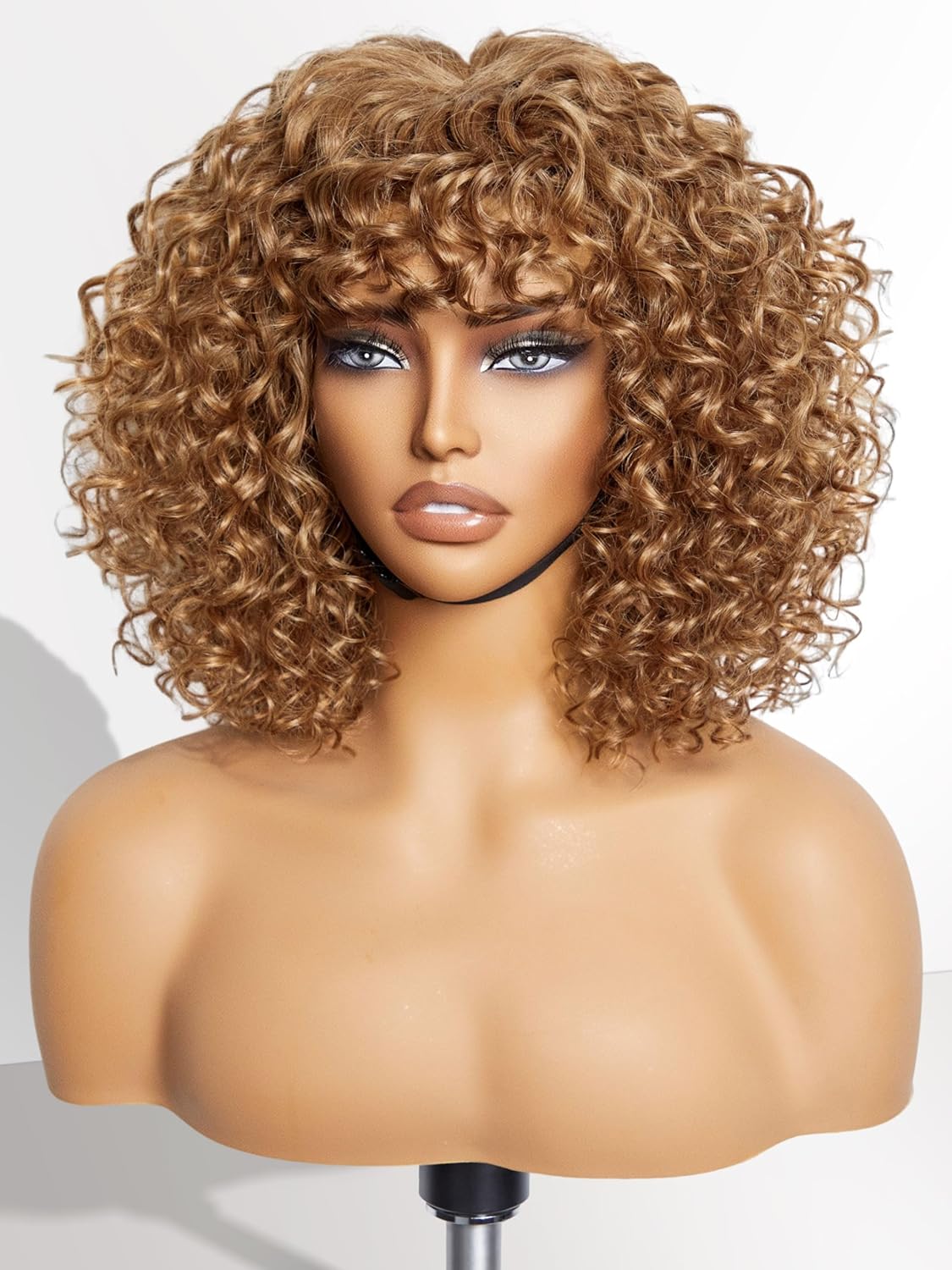 LUVME HAIR 12 Inch Short Curly Wig with Bangs, Light Brown Water Wave Human Hair Bob Wig with Bangs, Ready to Go Minimalist Lace Glueless Ready to Go Bang Wig… LUVME HAIR 12 Inch Short Curly Wig with Bangs, Light Brown Water Wave Human Hair Bob Wig with Bangs, Ready to Go Minimalist Lace Glueless Ready to Go Bang Wig…
