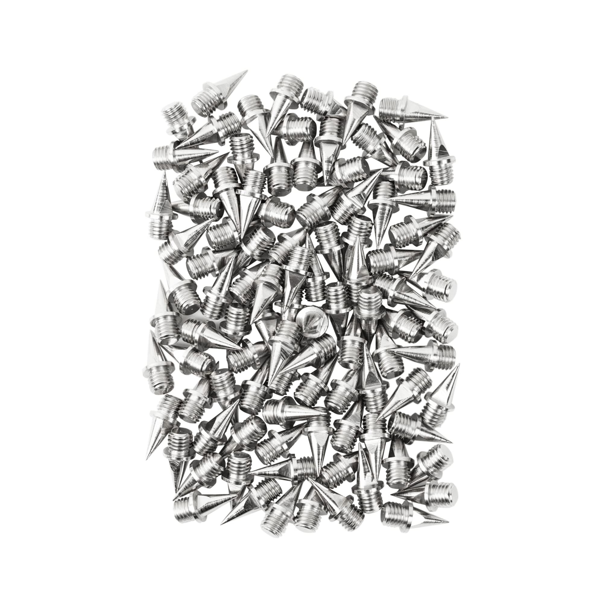 Cannon Sports Pyramid Shape Stainless Steel 100 Track Spikes with Wrench (3/8 inch, Silver)