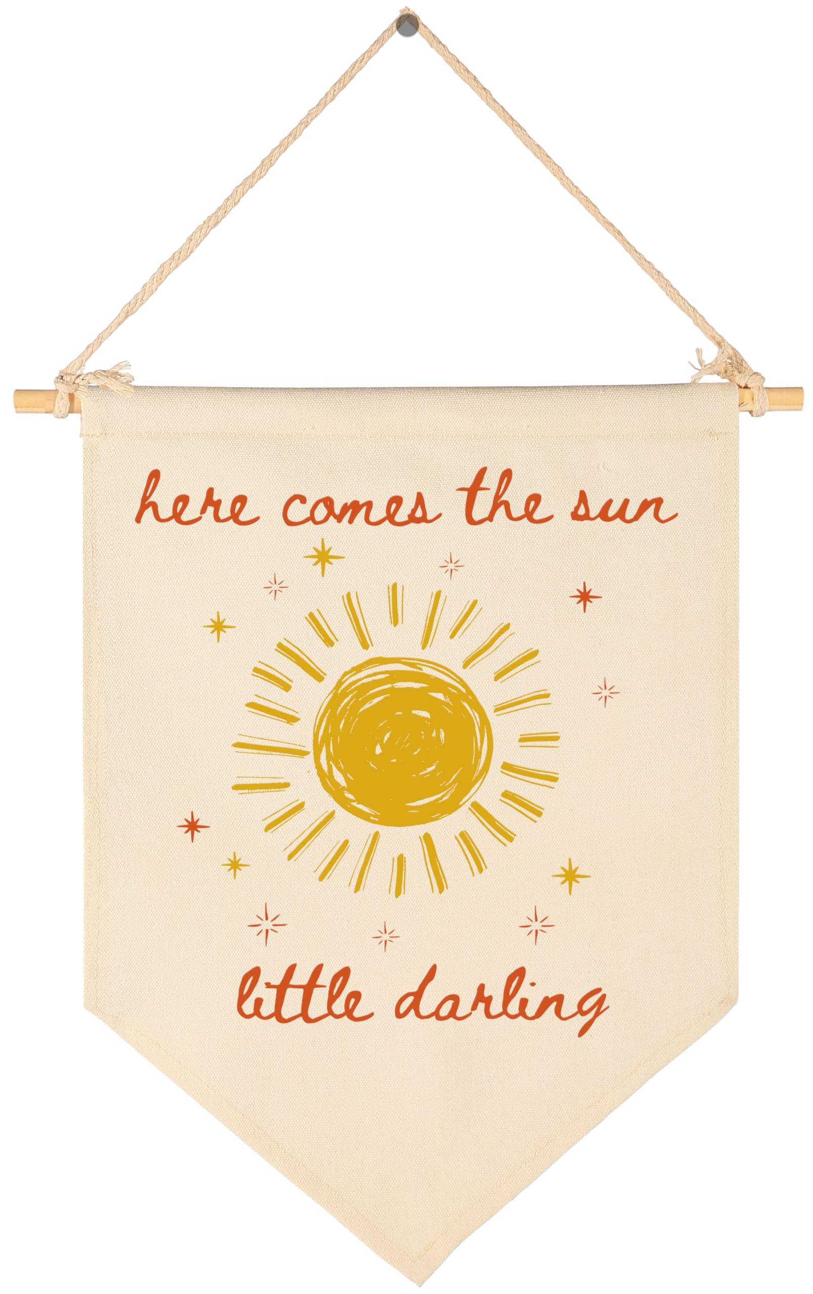 Here Comes the Sun Dear-Sunshine Canvas Banner Pennant Sign Wall Decor Gift for Boy Girl Kids Nursery Baby Room Bedroom Playroom-Positive Quote,Baby,Shower Birthday Christmas Gift