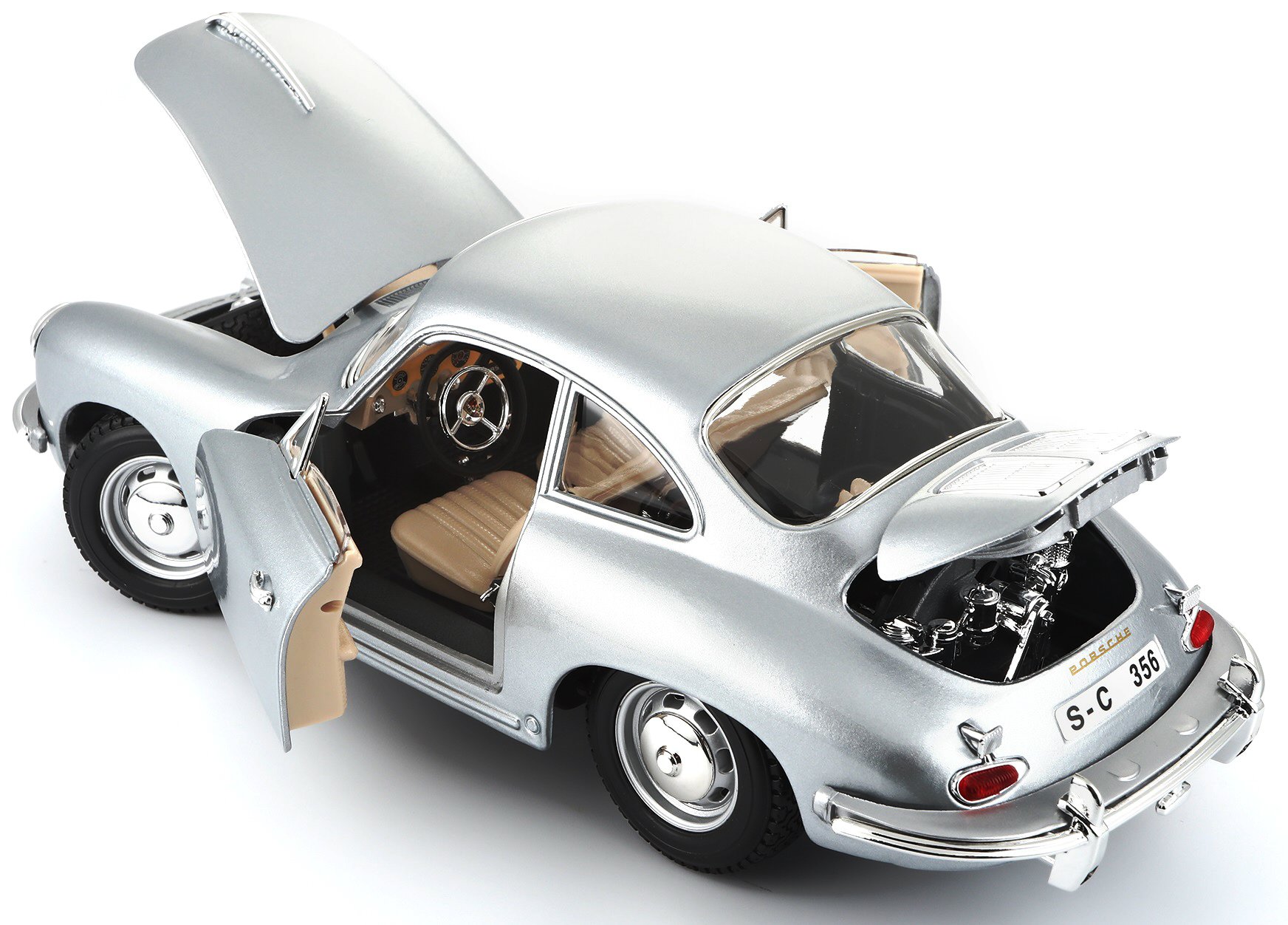 ミニカー　1/18　PORSCHE　ポルシェ　356B 1961　シルバー 1961 Porsche 356B Coupe 1/18, Bburago : Amazon.com.br: Brinquedos