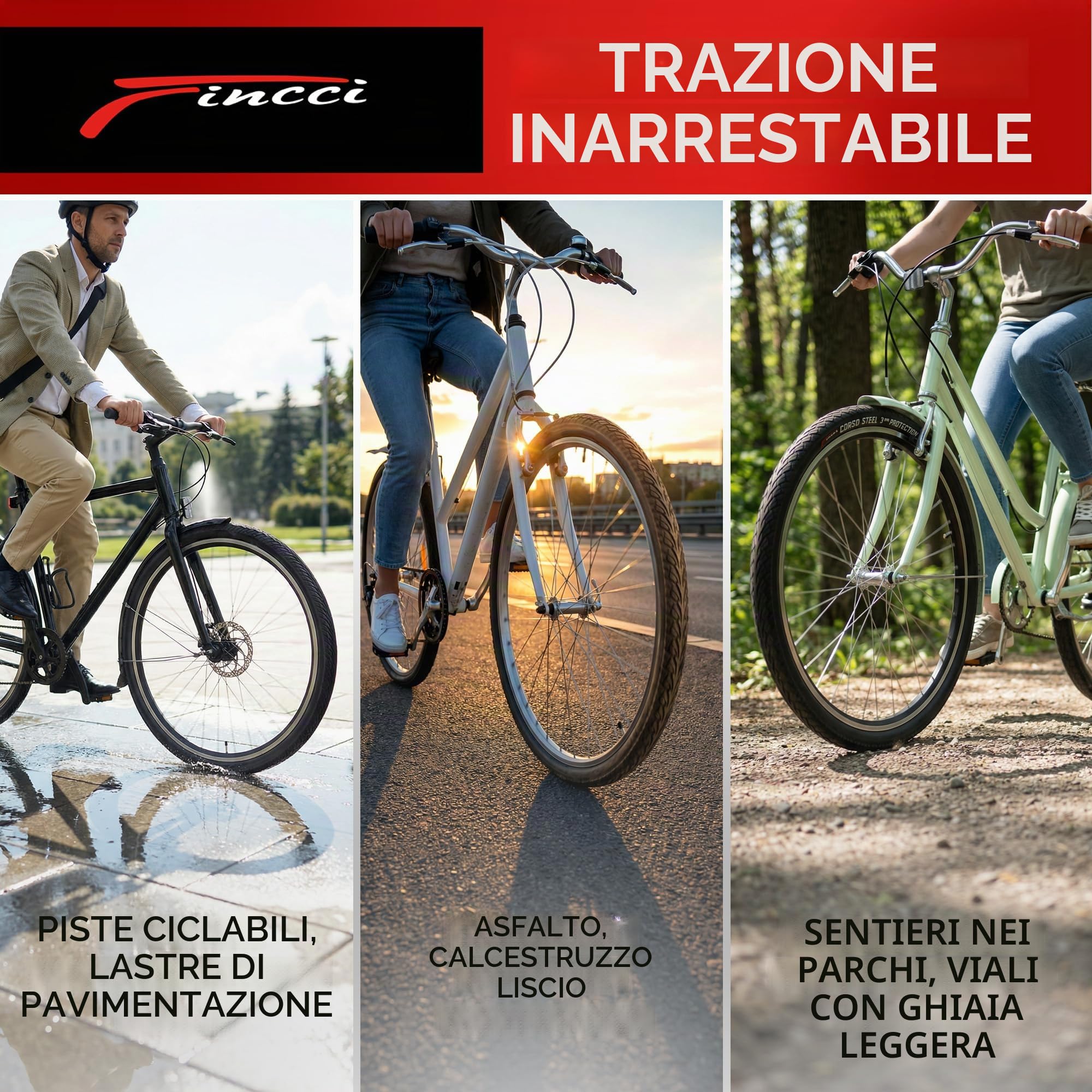 Fincci Pneumatici Bici 26 x 1.95 50-559 Pieghevole con Protezione Forature | Copertone Bici 26x1.95 50-559 con 27 TPI e Protezione Antipuntura 3mm per Pressione Massima 50 PSI - Set da 2