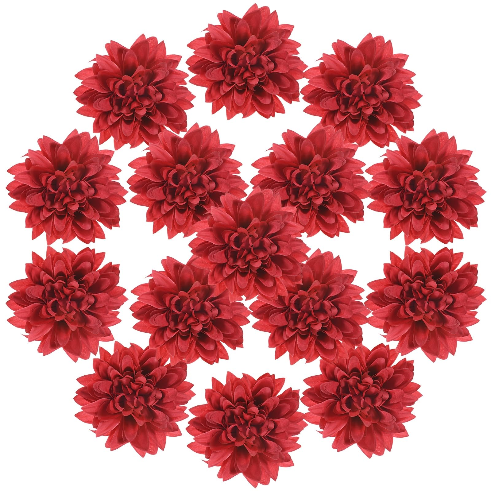 M METERXITY 15-Pack Artificial Chrysanthemum Flowers 3.54in/90mm, Red