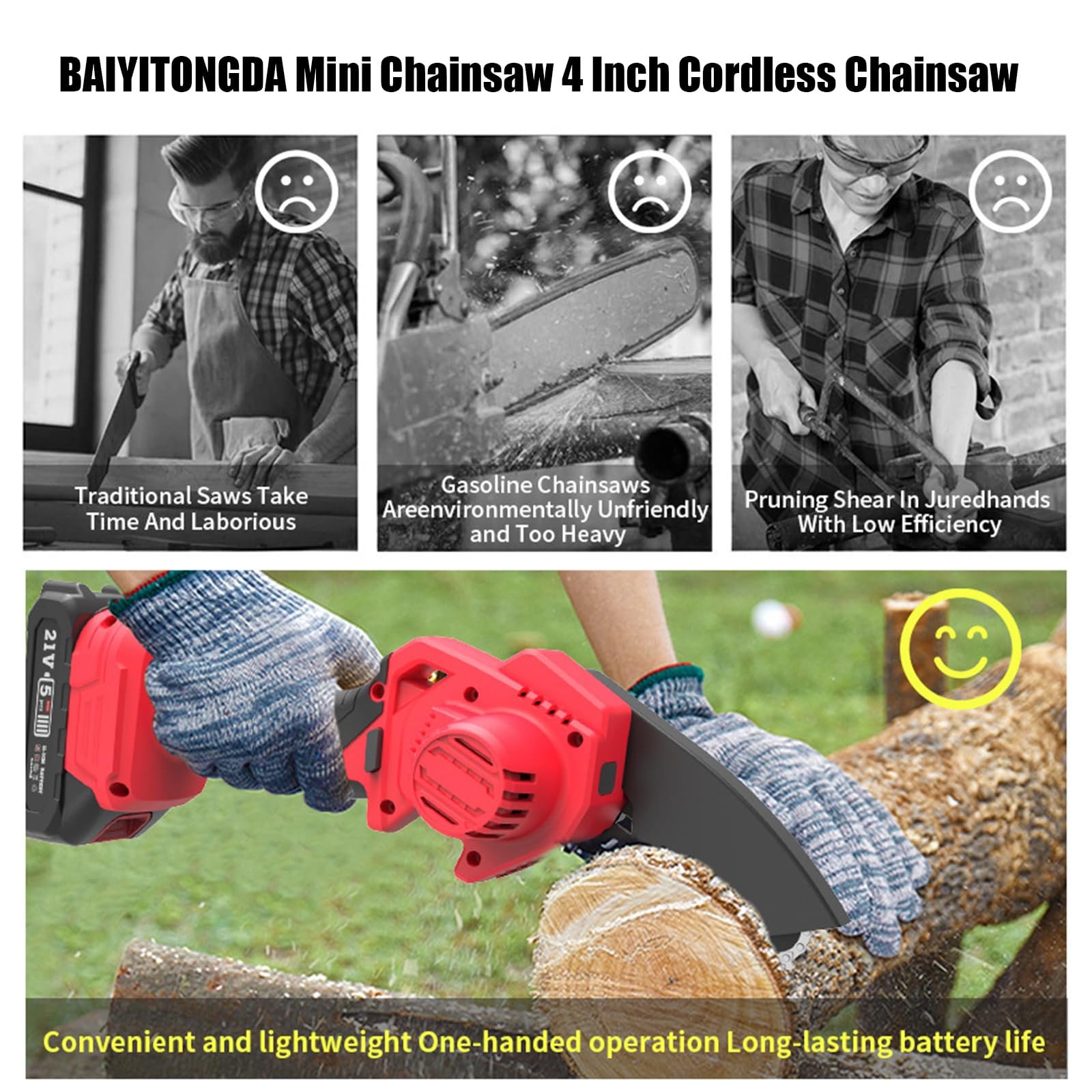 Mini elektryczna łańcuch łańcuchowa 4 -calowa ręczna piły łańcuchowe, przenośna mała piła drewna, łańcuchowa łańcuch łańcuchowa do drzewa gałęzie przycinania drewna cięcie drewna