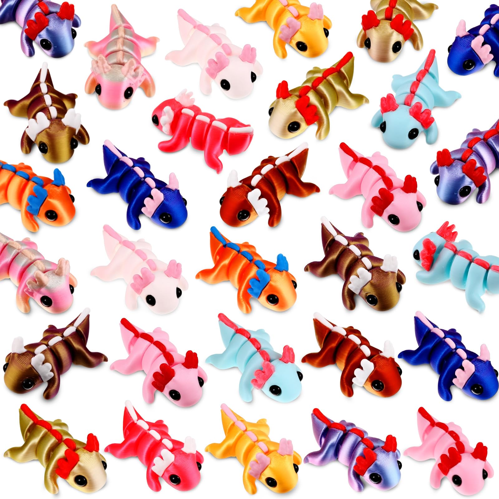 Honoson 24 Pcs 3D Printed Axolotl Fidget Set
