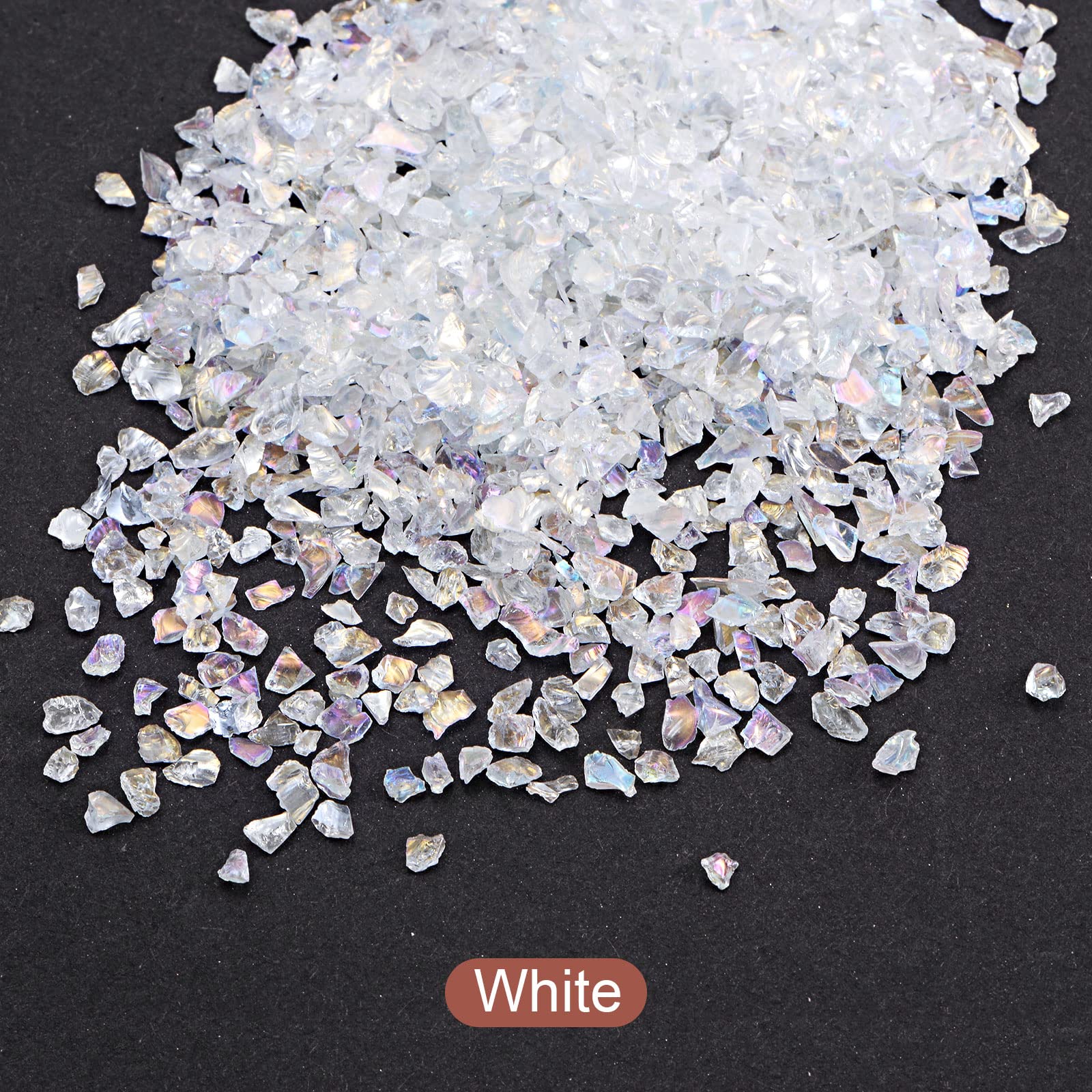 Sourcing Map 2 Couleurs Paillettes Verre Métallique Pilé Concassé, 1-4mm Irregulier Pour Artisanat Bricolage Bijoux Vase Remplissage Epoxy Résine 28g - 3