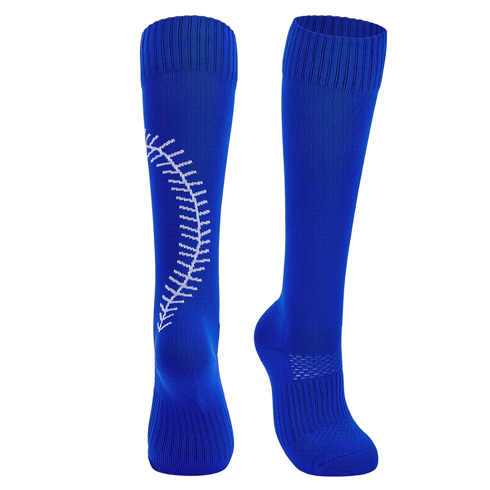 American Trends Calcetines de sóftbol para niñas con puntadas, 3 pares de calcetines de sóftbol atléticos para jóvenes calcetines de béisbol de fútbol, Azul, Large