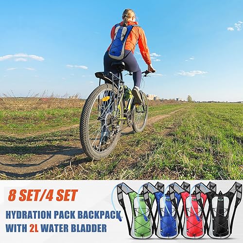 Miniatura 6 de Chunful Mochila de hidratación con vejiga de agua de 2 litros, mochila de hidratación ligera al aire libre para hombres y mujeres, correr, ciclismo,