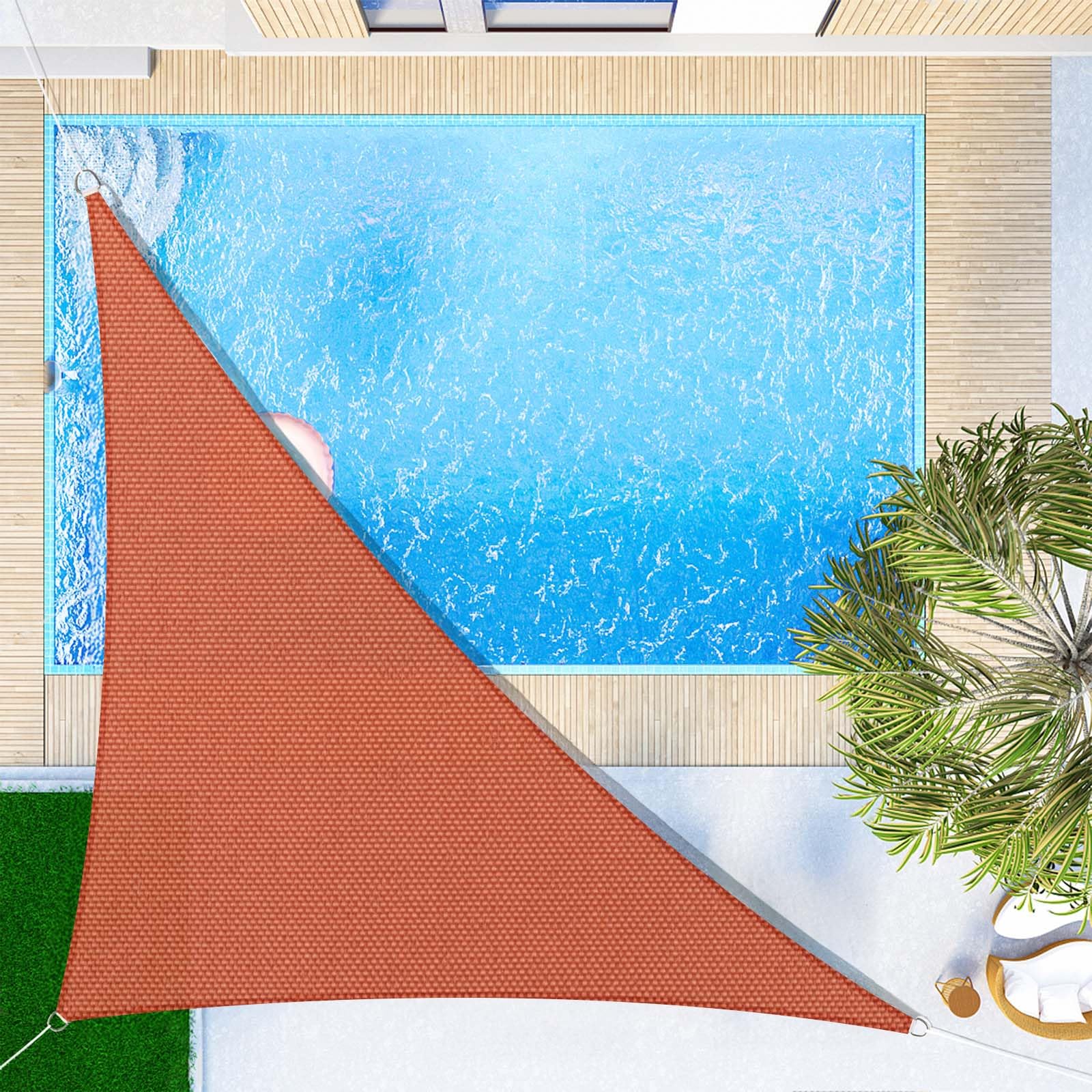 SUNNY GUARD Sonnensegel Wasserdicht 3x3x4.25m Dreieckig Sonnenschutz Wetterschutz Segel Baldachin UV Schutz für Balkon Terrasse Garten, Orange Rot