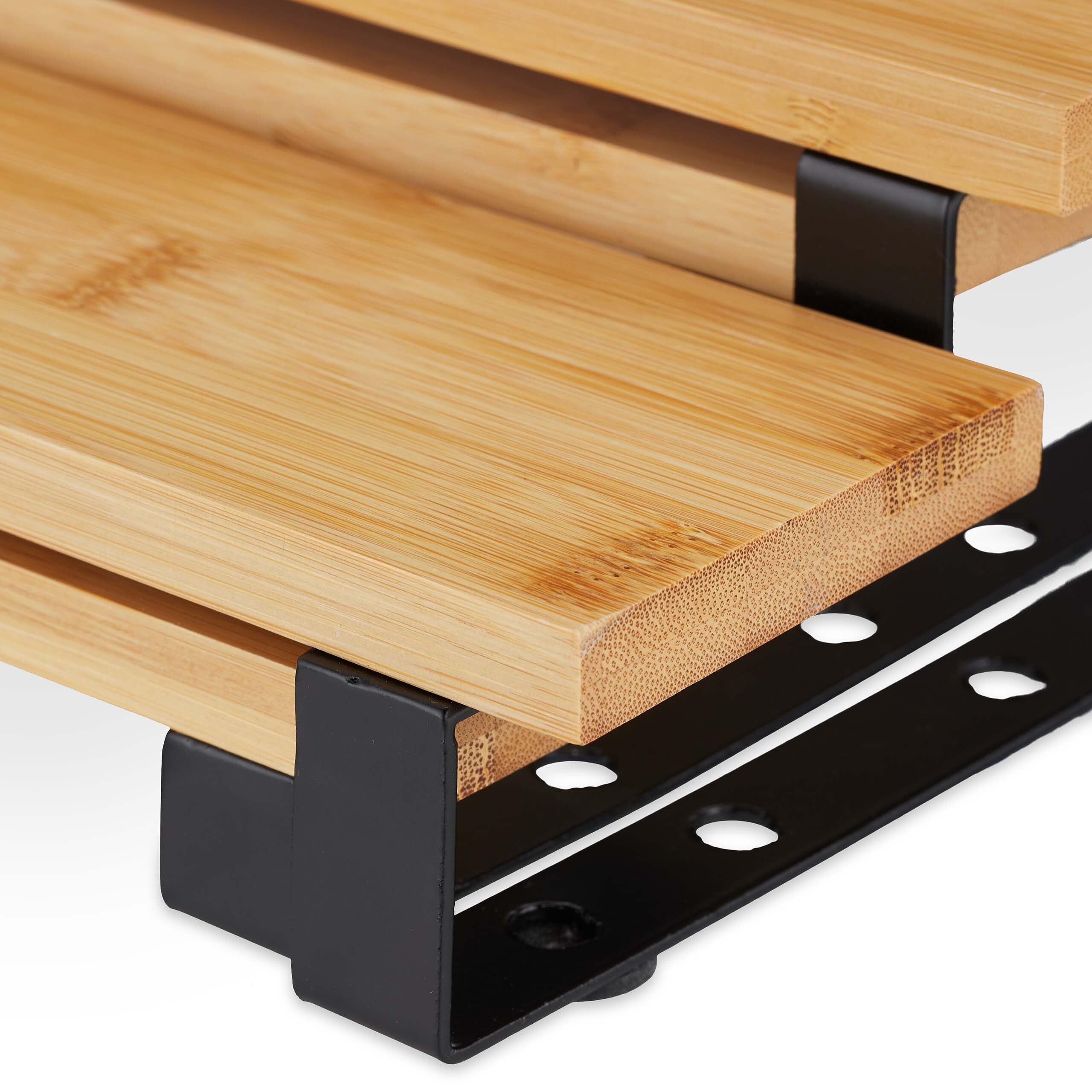 Relaxdays Especiero, Organizador Especias Extensible, Bambú, 11,5 x 32 x 24,5 cm, 3 Niveles, Mueble Cocina, Natural