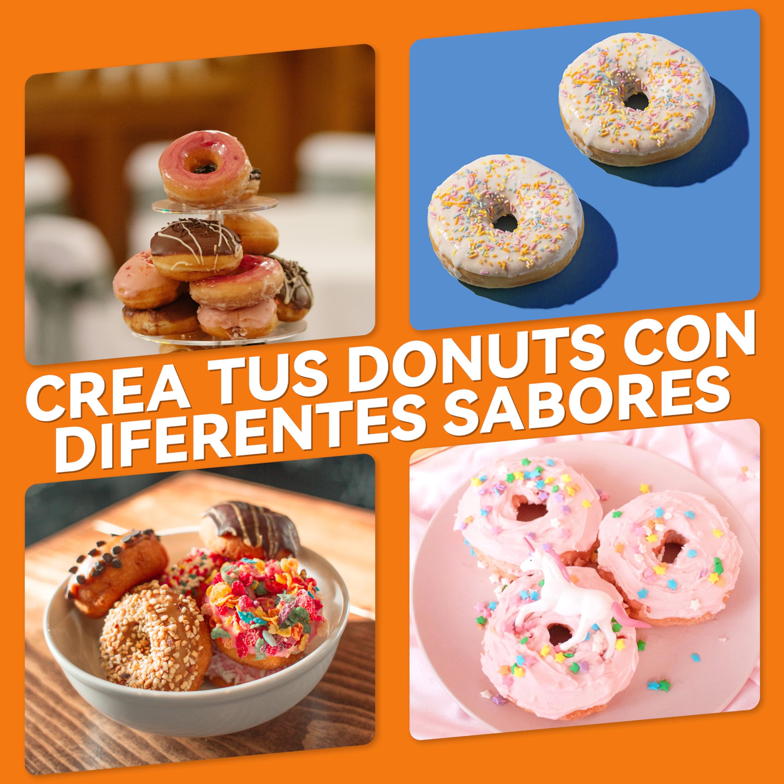 Baker's Friend, Mini máquina para hacer donuts, maquina donuts, donetes, hornea 12 mini donuts, perfectos para desayunos, meriendas, postres y mucho más, Aqua