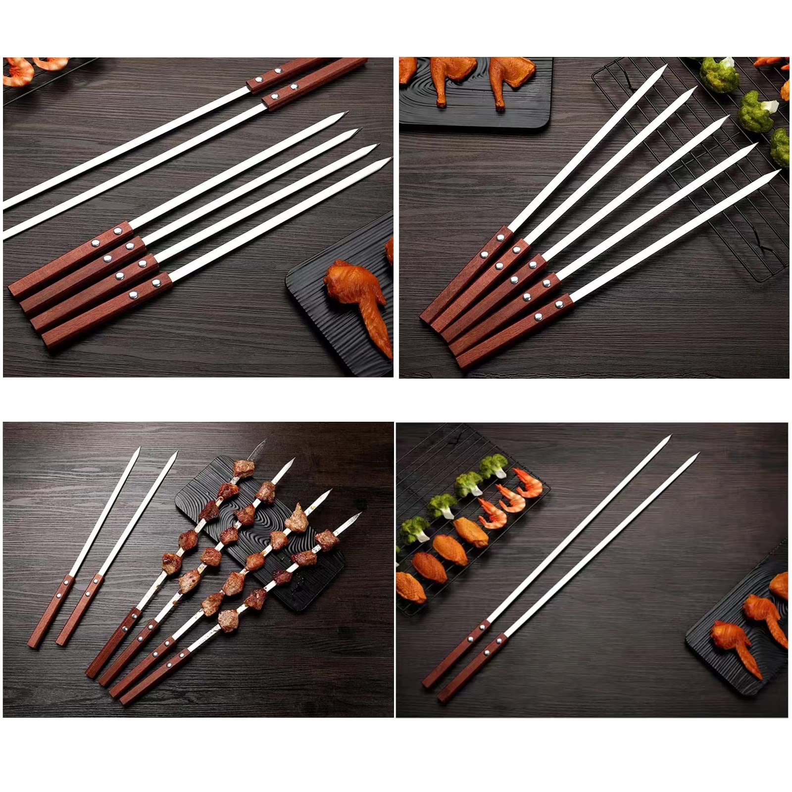 8 Pièces Brochettes Pour Barbecue, Brochettes Plates Inox 40