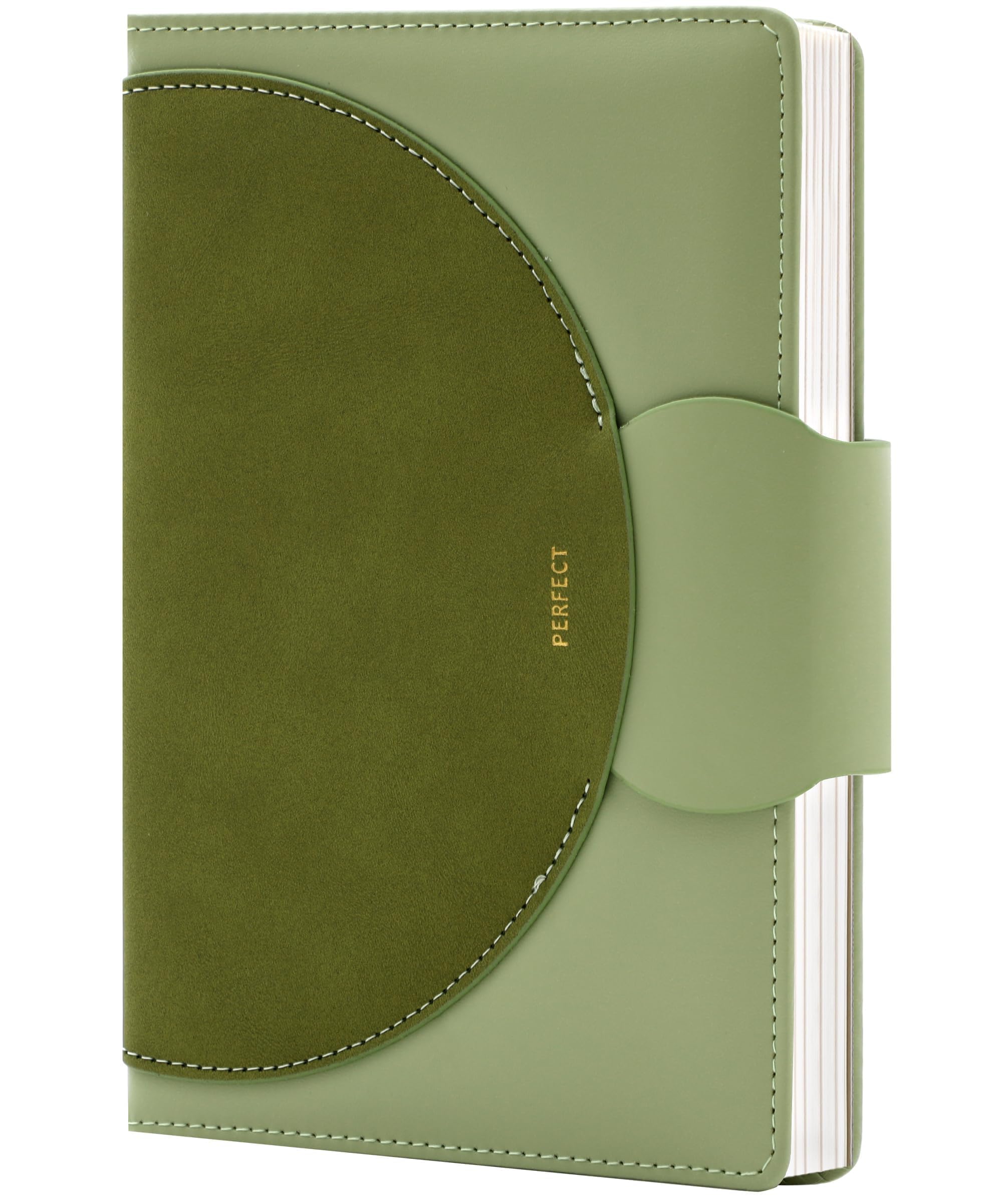 CAGIE Lined Journal for Women, 100GSM Leather Journals for Writing with Buckle Closure,A5 Hardcover Diary Journaling Notebooks for Business Work School Note Taking 5.9" x8.59 (Green)