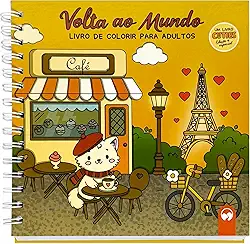 Cuties Edição Especial de Luxo - Volta ao Mundo: Livro de Colorir para Adultos com Capa dura, Ilustrações inspiradas em Países e Lâmina de Acetato