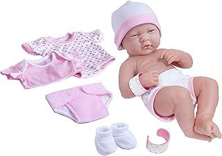 La Newborn Nursery 8 Piece Layette Baby Doll Gift Set, featuring 14" Life-Like Original Newborn Doll, Pink