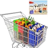 Set of 4Tote Bag Reusable. W/Lrg Club Cart Bag Grocery Bags Reusable Trolley for Grocery Cart. Grocery Tote Bag Trolley Bags for Shopping (Blue. Green. Red. black)