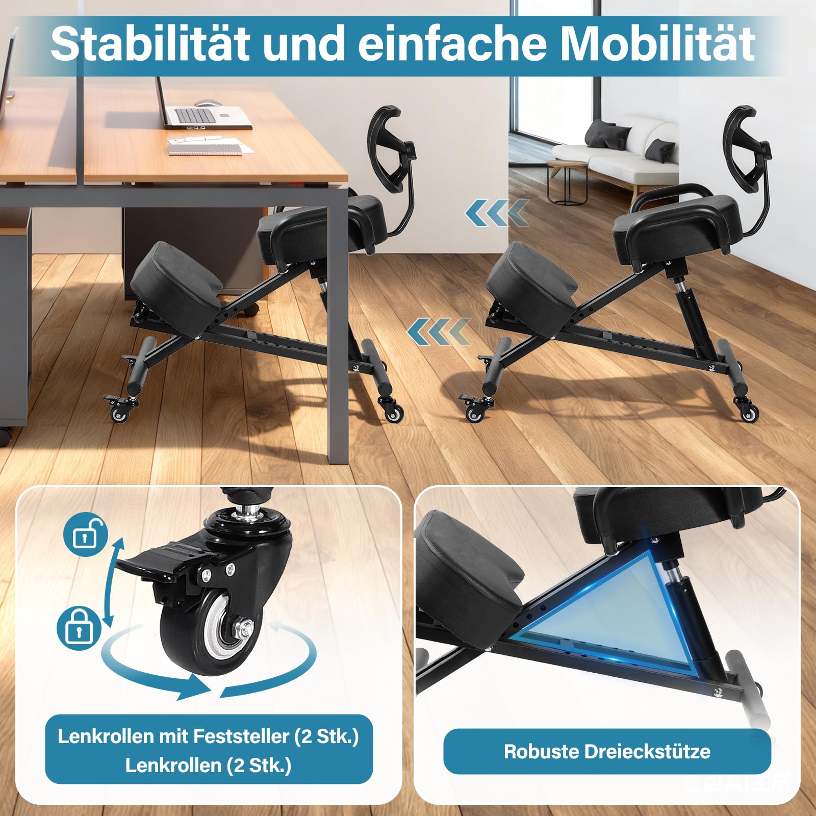 Kniestuhl, Ergonomischer Kniestuhl, Kniende Bürostühle Mit Einstellbarer Höhe Und Lordosenstütze Für Bank- Und Konferenzräume, Büros, Empfangsbereiche Zu Hause, Verbesserung Der Körperhaltung