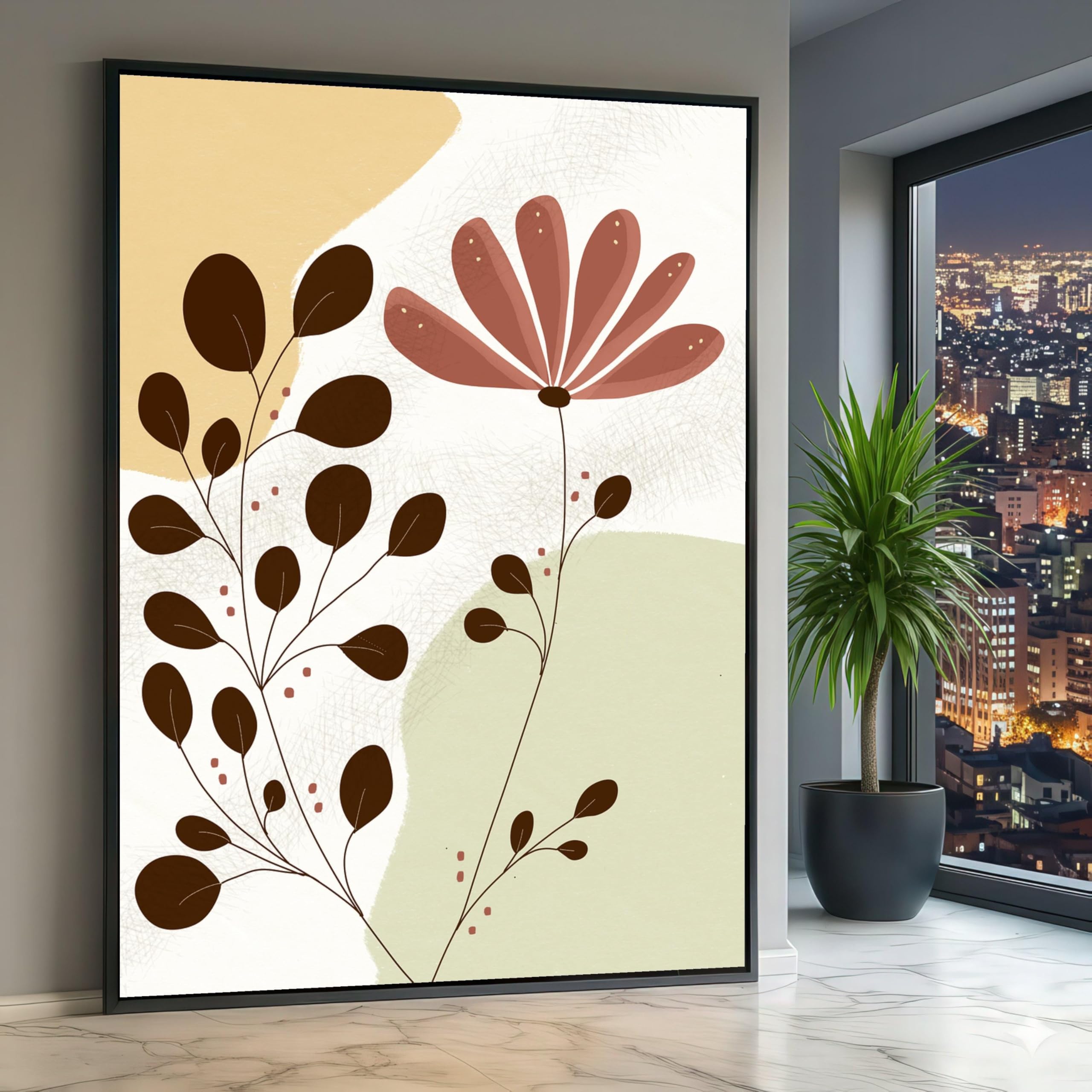 Tableau abstrait botanique pour embellir un mur vide sans encombrer l'espace - 8
