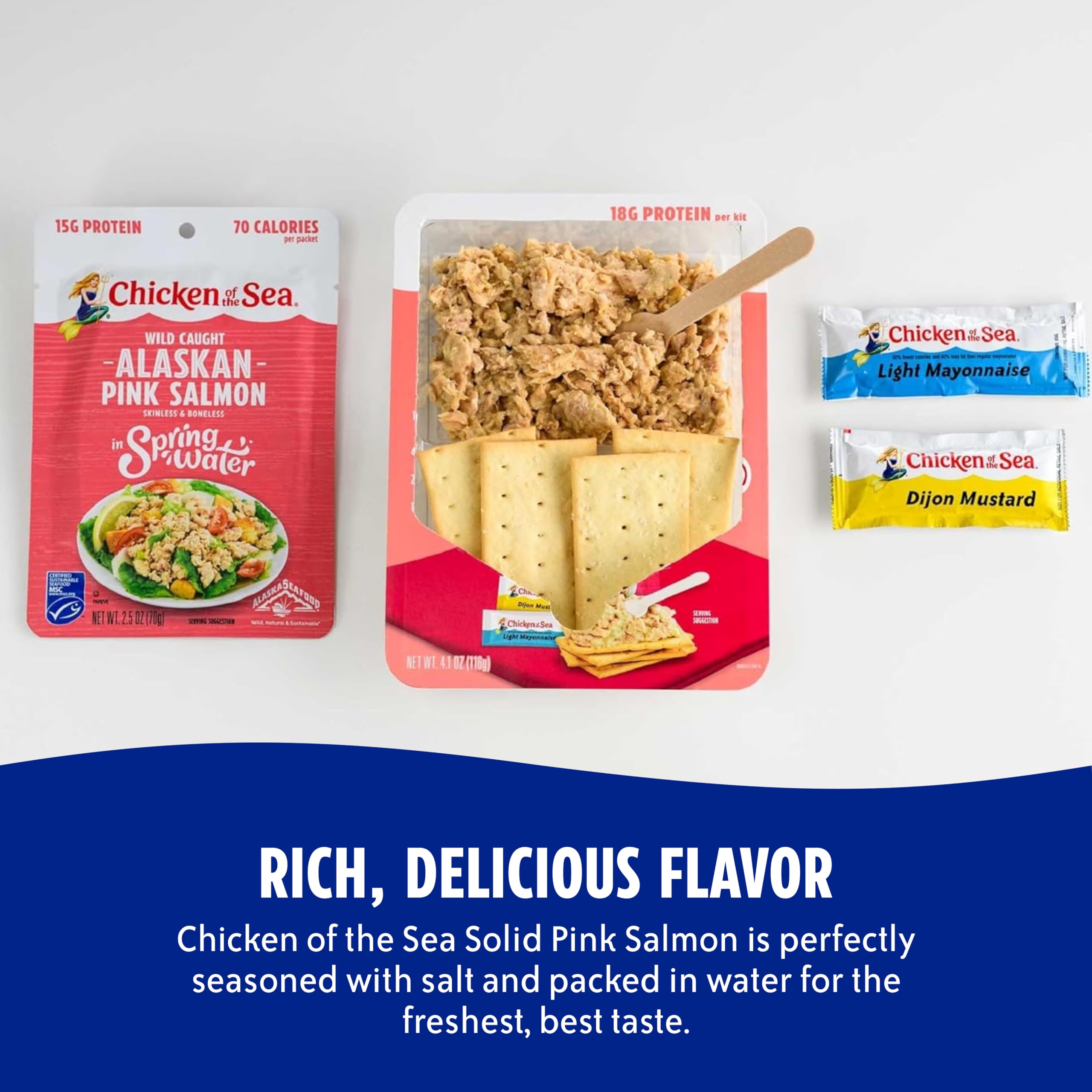 Chicken of the Sea Packet Up! Alaskan Pink Salmon Salad Kit, 4.1 oz. Packets, 12-Count – High Protein Snack – Make Salmon Salad for Easy, Nutritious Ready to Eat Meals