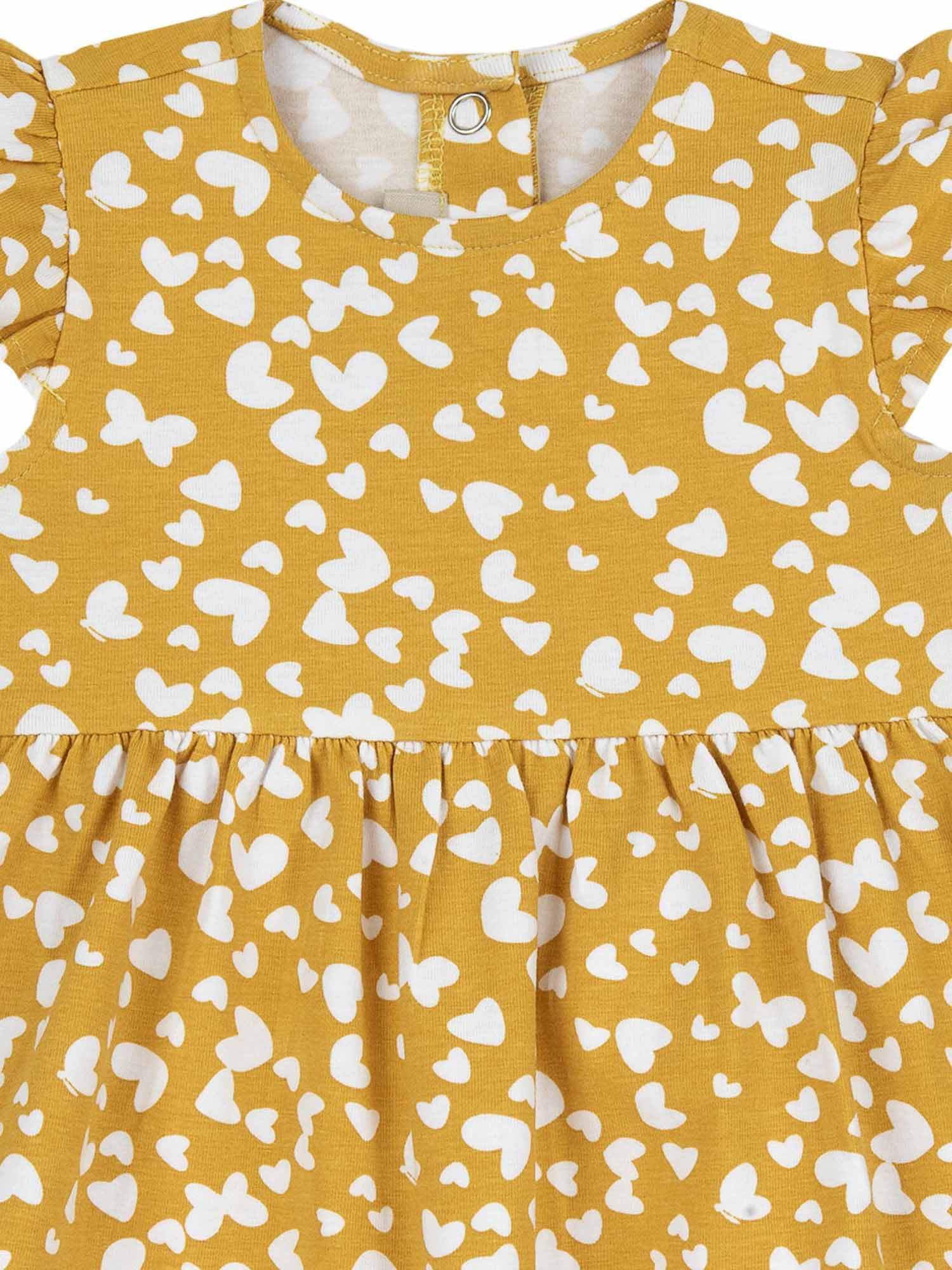 Chicco, Baby-Kleid mit Schmetterlingen und Herzen, ockergelb