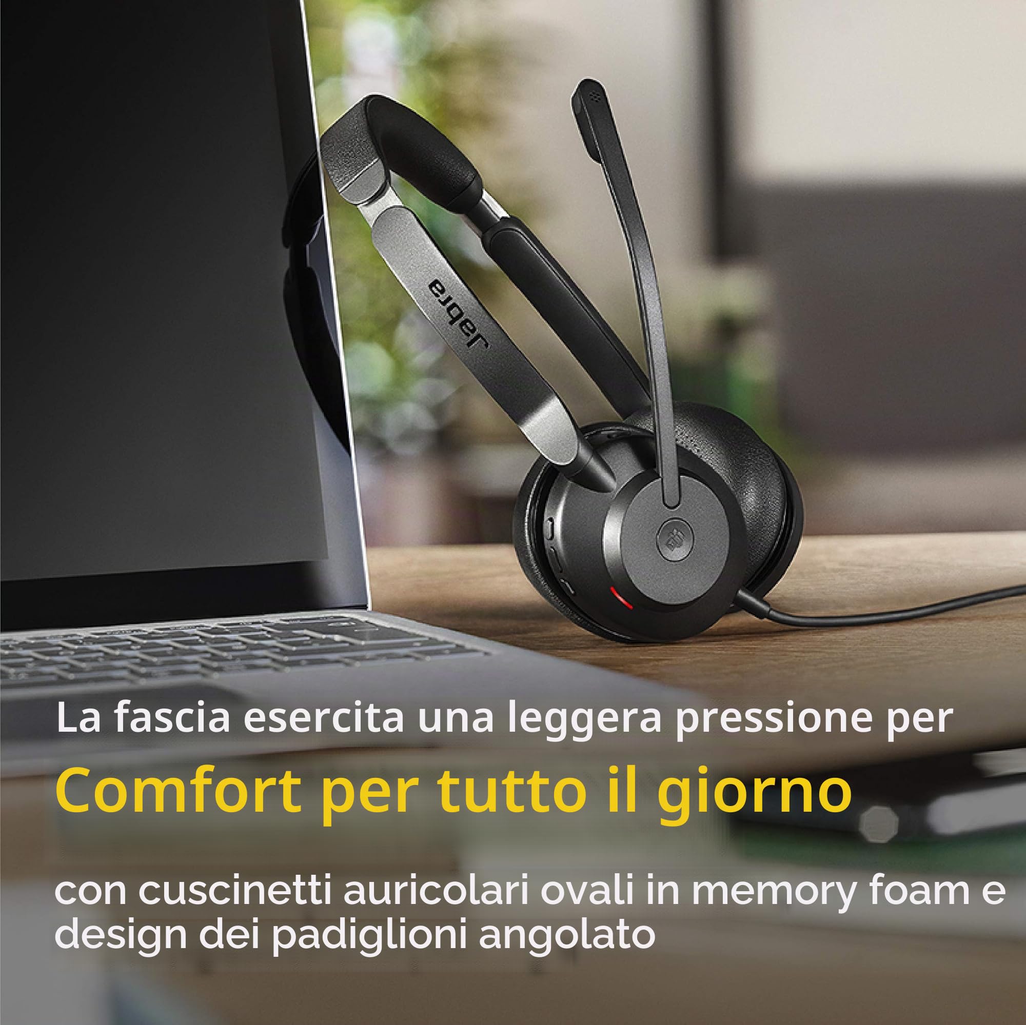 Jabra Evolve2 30 MS Cuffie cablate, USB-A, stereo, nero – Leggero auricolare portatile con 2 microfoni incorporati – Cuffie da lavoro con audio superiore e comfort affidabile