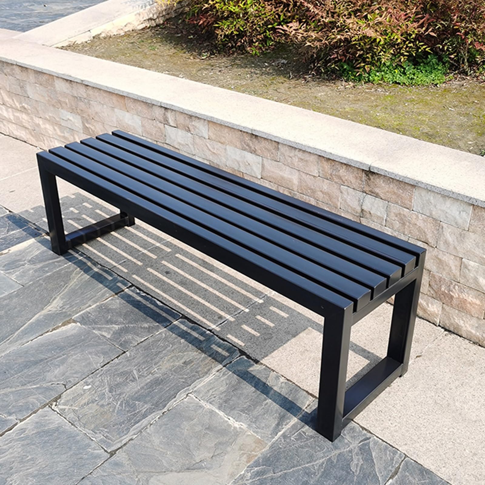 Modern Iron Metal Outdoor Bench Perfect for Garden Park and Roadside Use (Black-120cm)-image-10
