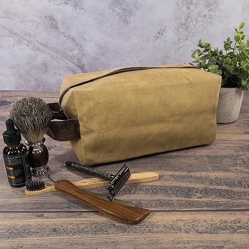 Miniatura 2 de Hide & Drink, Kit de viaje cuadrado Dopp para artículos de tocador, bolsa compacta, bolso, bolsa de aseo rústica, lona encerada, hecho a mano