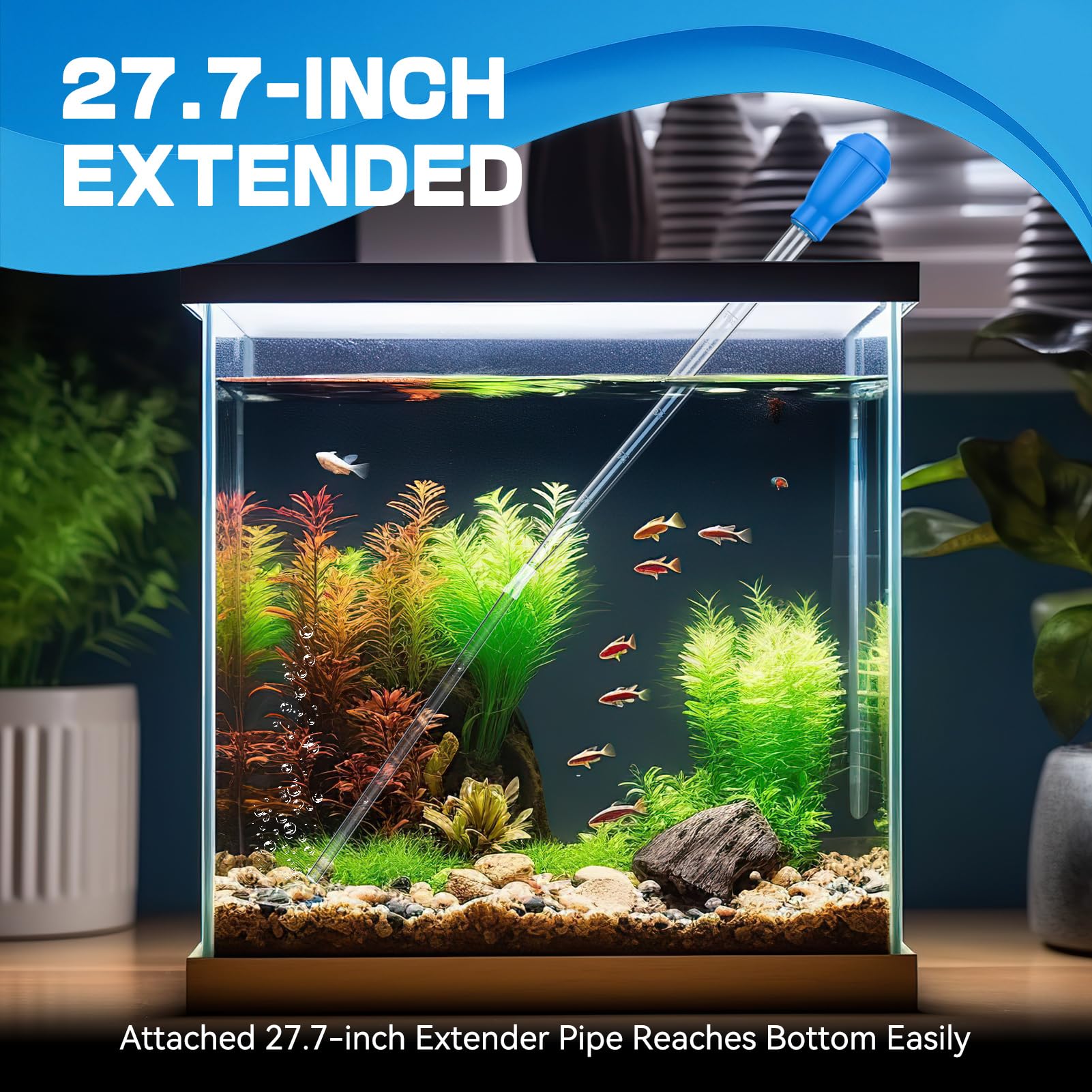 Siringa di tacchino extra lunga da 70 cm per acquari, 50 ml, sifone per la pulizia dell'acquario, rimozione dei rifiuti per acquari, aspirazione mulm per acquari