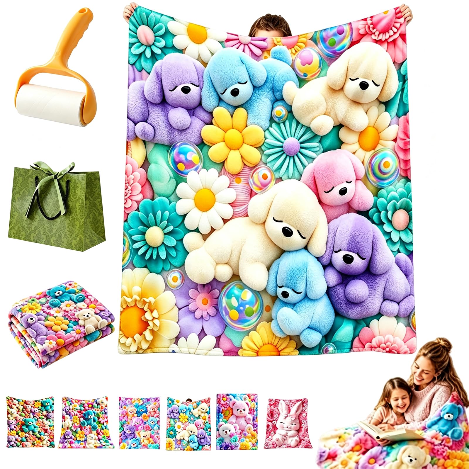 fjaldjfu Teddy Pastel Floral Print Throw Blanket (60 * 80inch,#2)