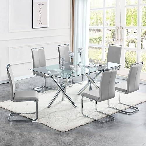 Miniatura 147 de Sillas de Comedor Modernas - Juego de 4 sillas para mesa de comedor, sillas de comedor blancas, patas cromadas plateadas para comedor, sillas de
