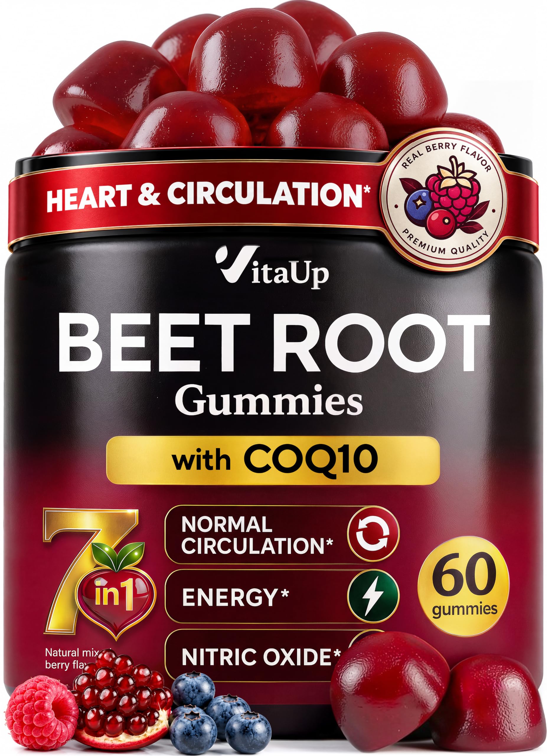 VitaUp Beet Root Gummies – Beetroot Gummies with CoQ10, Grape Seed, Vitamin C, B12 & B3 – Beets Gummies for Circulation Support – Beet Supplement for Energy & Immune Support – 120 Beets Chews — Amazon image 12