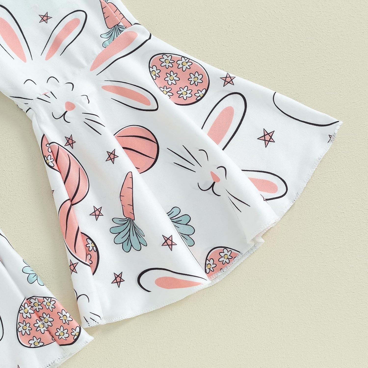 Kupretty Easter Outfits for Toddler Girls Clothes Bunny T-Shirt Tee Tops + Flare Pants + Headband Baby Bell-bottoms Set - Image 6