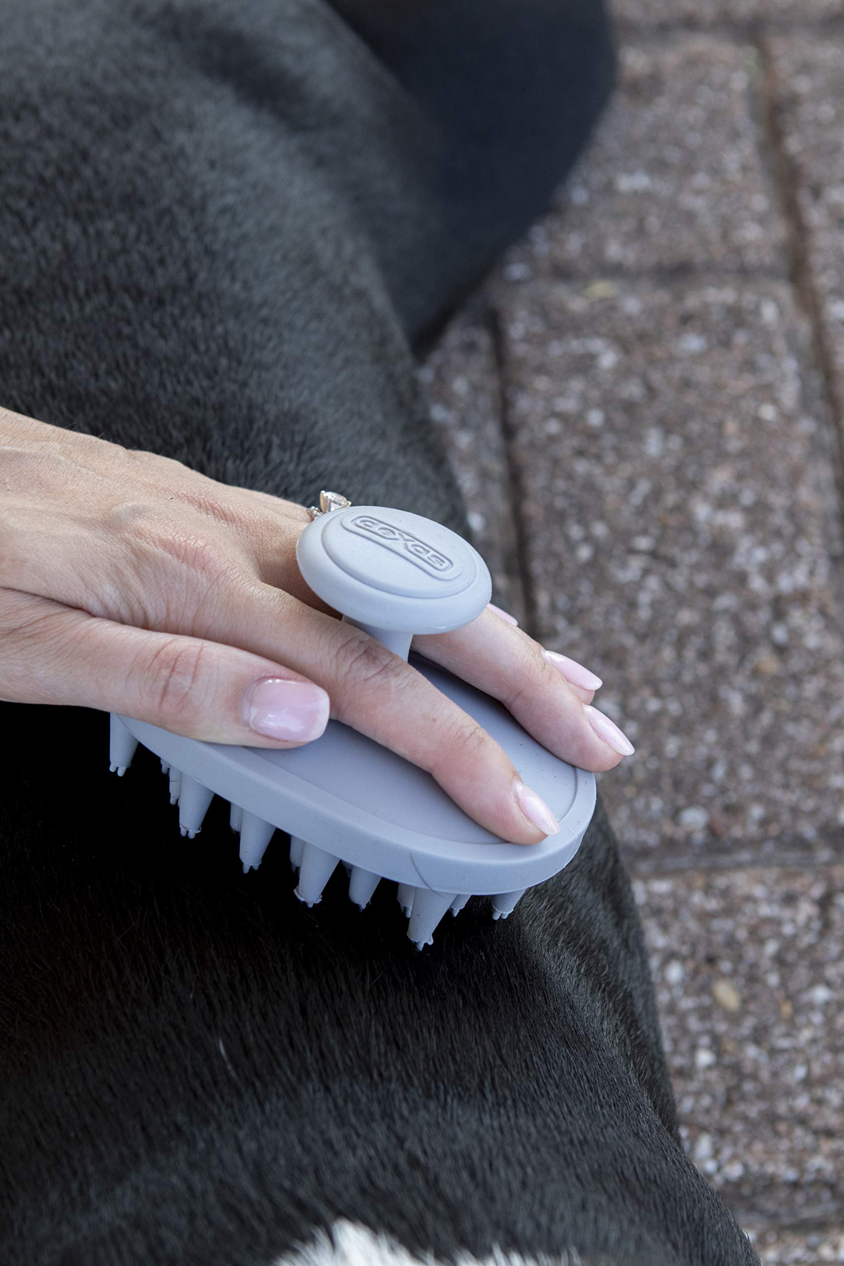 Dexas BrushBuster Sanfte Fellpflege und Massagebürste, Silikon, Hellgrau