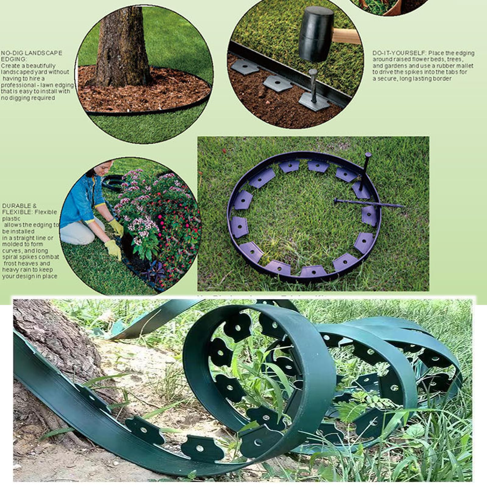 Bordo Per Prato MOOWY 10m X 4.5cm - Nero, Flessibile, Con 30 Picchetti, Senza Scavo, Per Aiuole E Viali - Foto 6