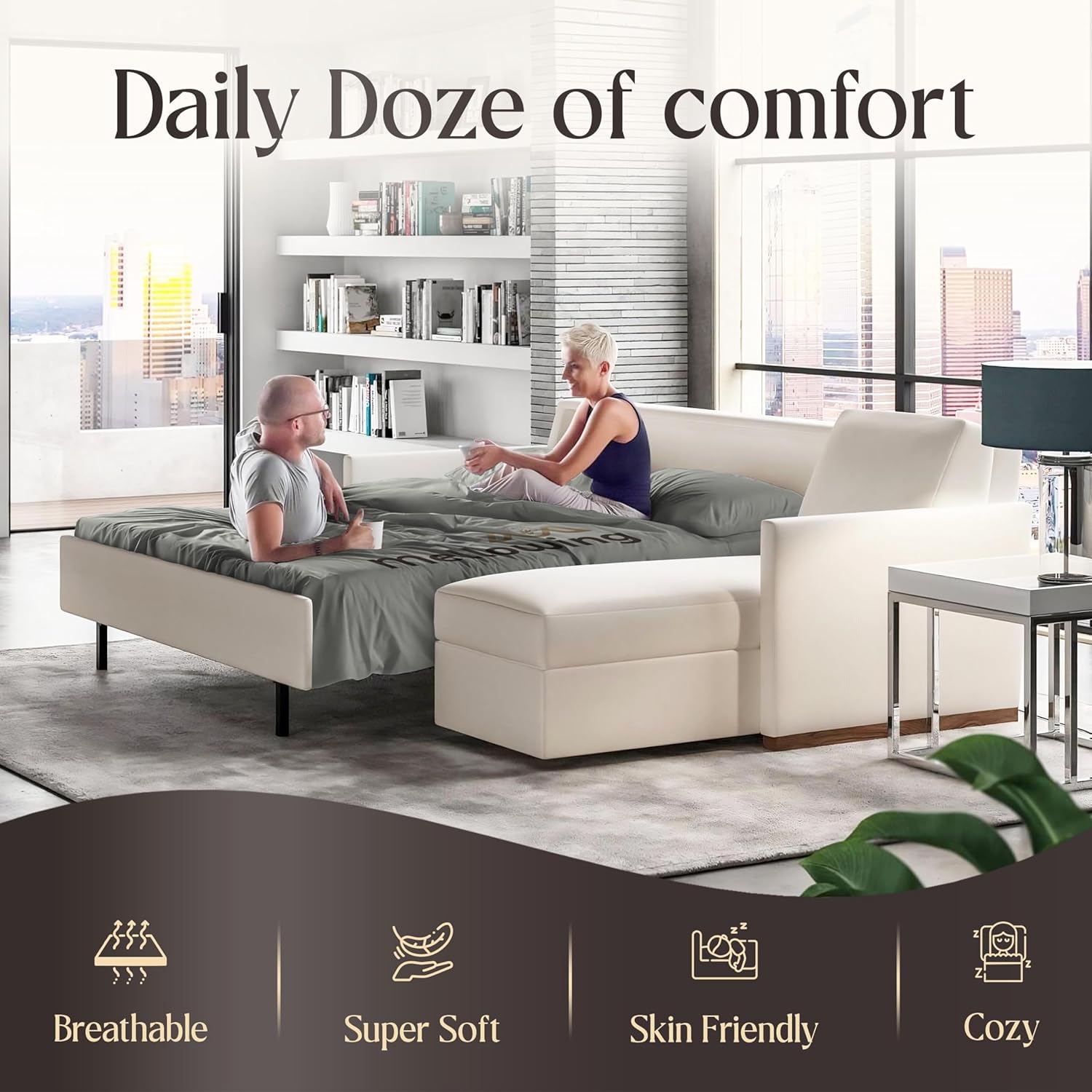 Mellowing Queen Sleeper Sofa Bed Sheet Set with 6-8 Deep 4 Piece Bedding Set Luxury 100% Cotton 600 Thread Count Sheets Set for Pull Out Sofa Bed 60x74 Dark Grey