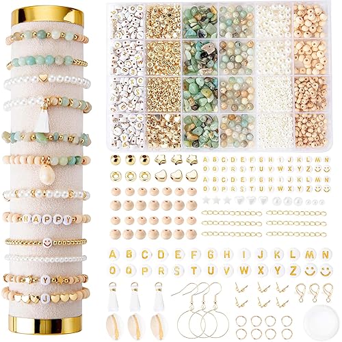 Xylise Jewelry Making Supplies Kit Natural Stone Beads for Irregular Natural Stone with for DIY Craft Bracelet Necklace Earrings for Adults (Amazonian)