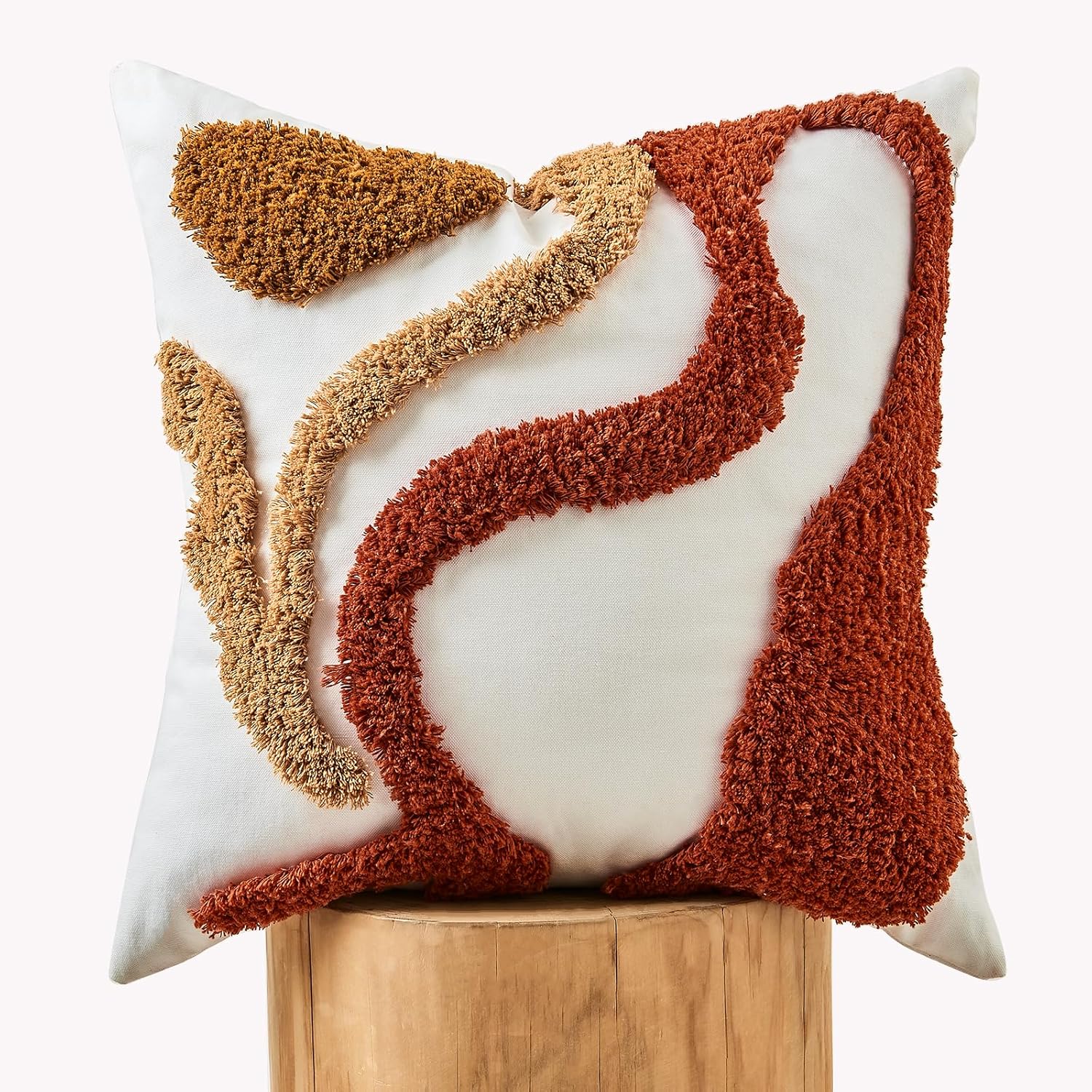 lifein 18x18 Pillow Covers-Throw Pillow Cover Tufted Boho Jacquard Pillow Covers Farmhouse Decorative Pillow Cover Pillow Cases for Gift Couch Sofa Bed Chair Living Room Home Decor 18" x 18" (Pack of 1) C-cr711(1 Pack Without Pillow Insert)