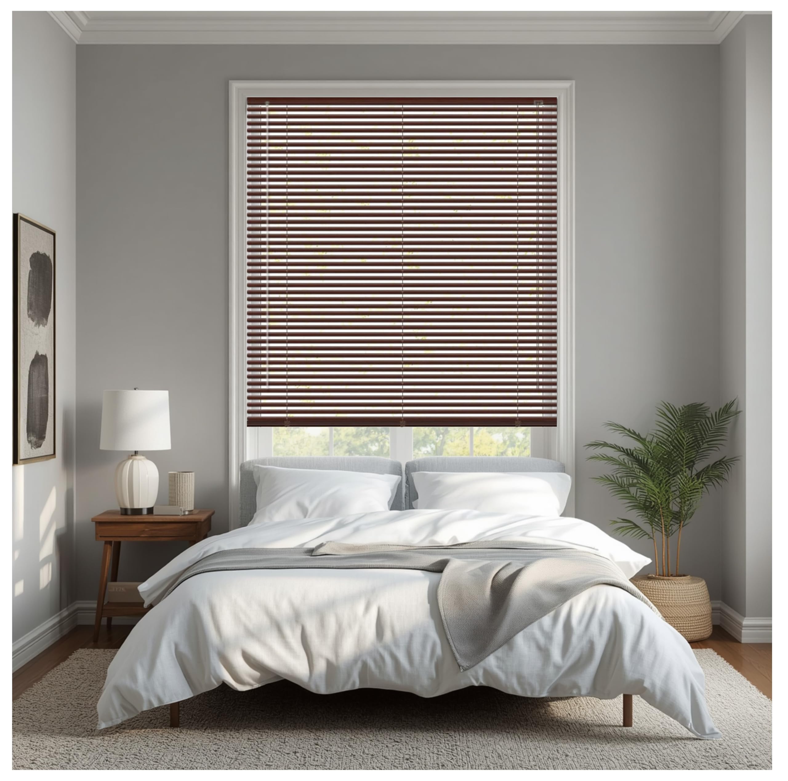 REHAN & CO Walnut 60 x 213cm PVC Wood Grain Effect Venetian Blinds