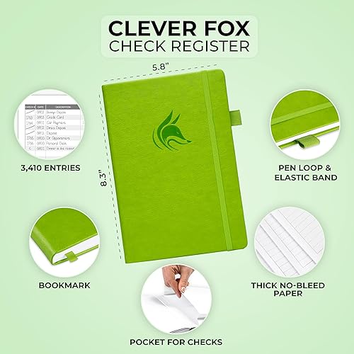 Miniatura 2 de Clever Fox Libro de registro de cheques - Registro de transacciones de lujo, libro de contabilidad contable, registro de chequera y libro de