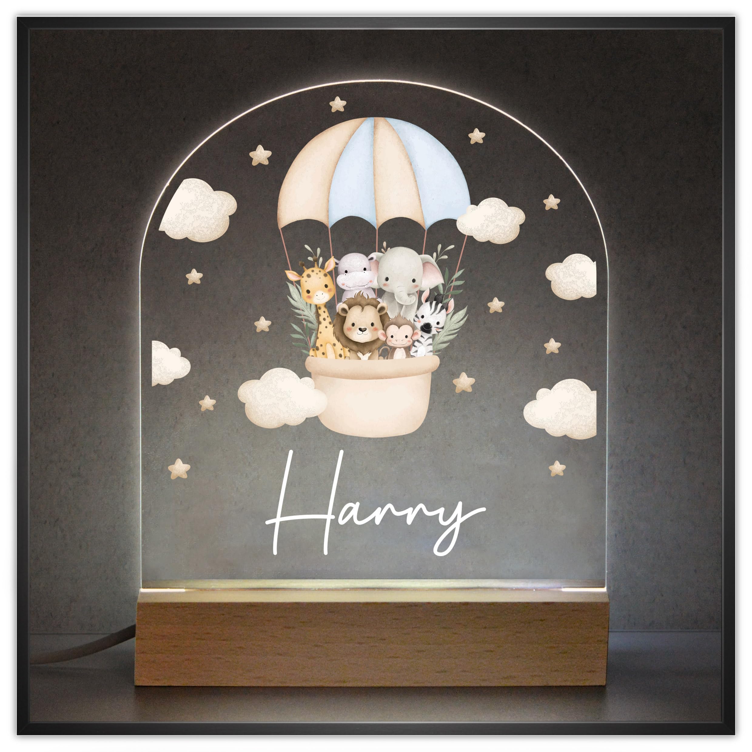 Beecreative Personalised Baby Boy Gifts - Custom LED Nursery Night Light with Any Childs Name - 1st Birthday Gift for Boys