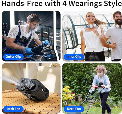 Miniatura 7 de Socool Ventilador de cintura portátil de 10000 mAh con clip en ventiladores personales recargables, ventilador de camisa de cinturón portátil de