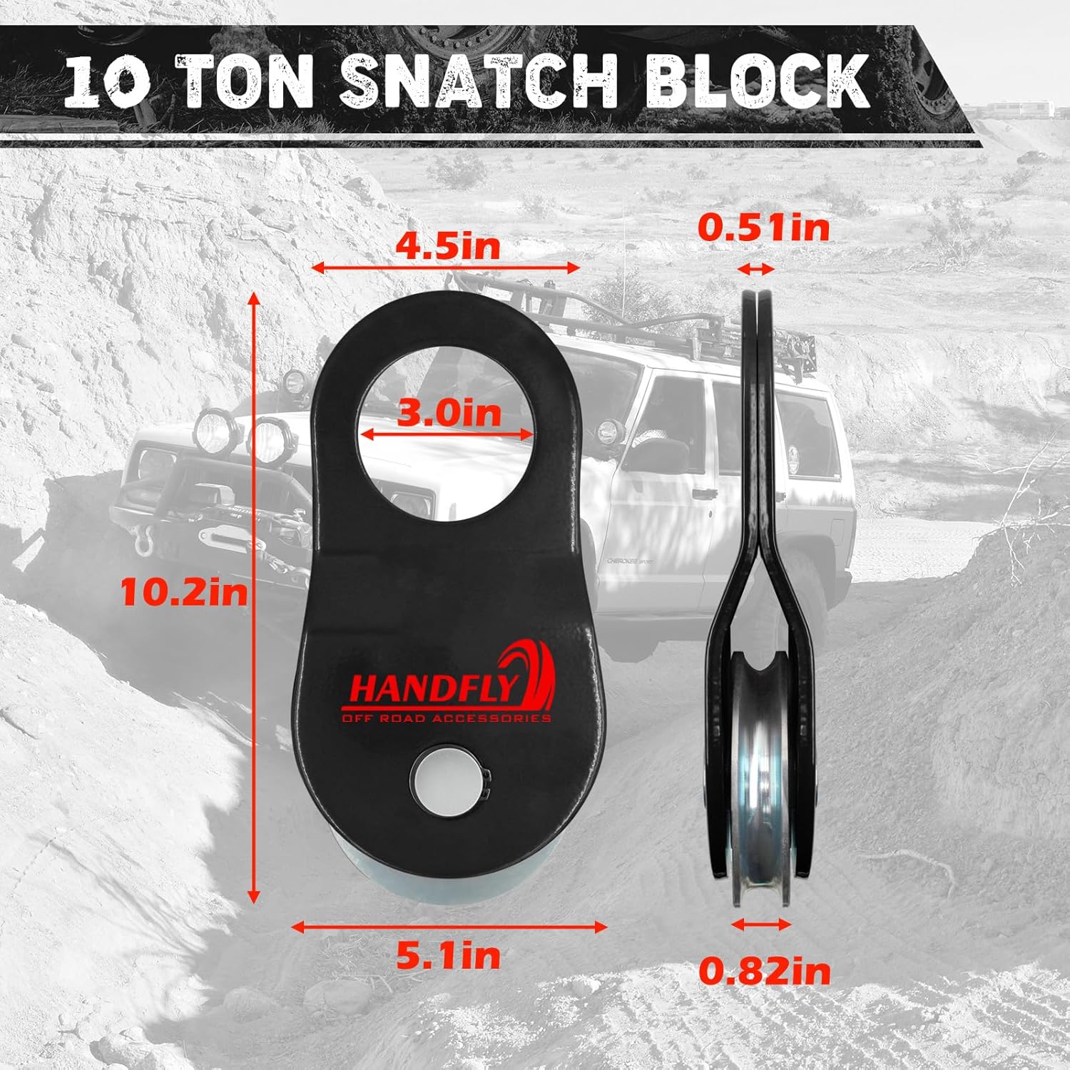 Offroad Recovery Kit, 3" x 30 ft Tow Recovery Strap, 1pcs 8T Heavy Duty Snatch Block Pulley, 2pcs 3/4" D-Ring Shackles with Storage Bag for Truck Jeep SUV ATV