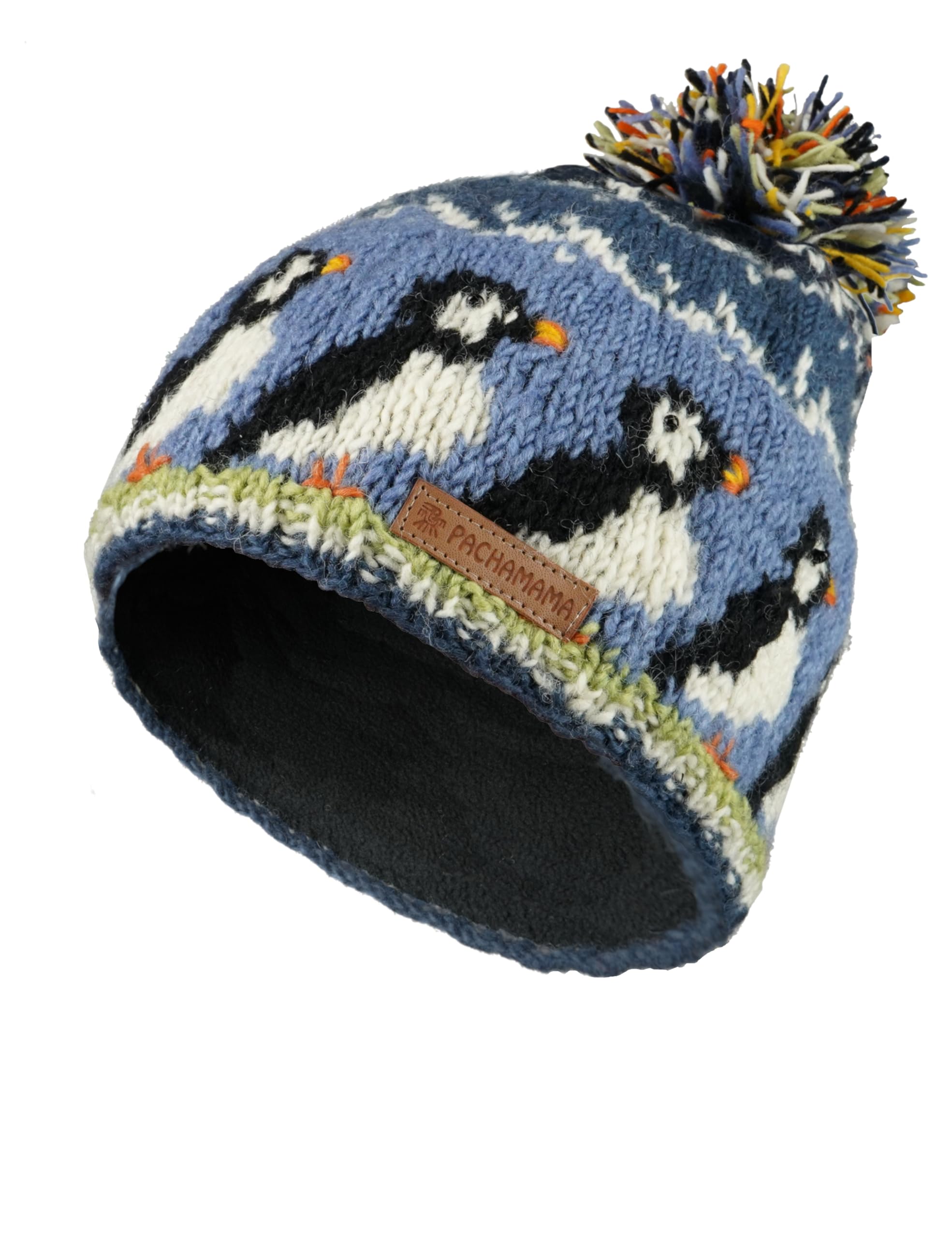 Circus of Puffins Wool Bobble Hat Blue