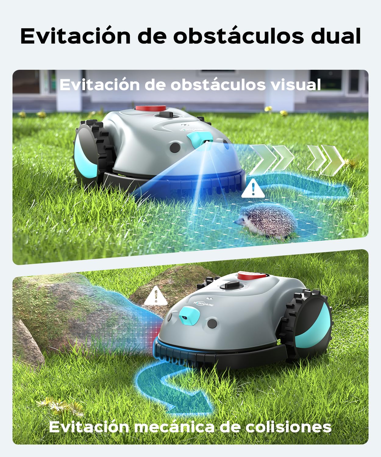 YARDCARE V100 Robot Cortacésped sin Cable Perimetral, hasta 150 m² | Navegación por visión, Instalación sencilla, No requiere RTK, Detección de 150 Obstáculos, Apto para jardines pequeños