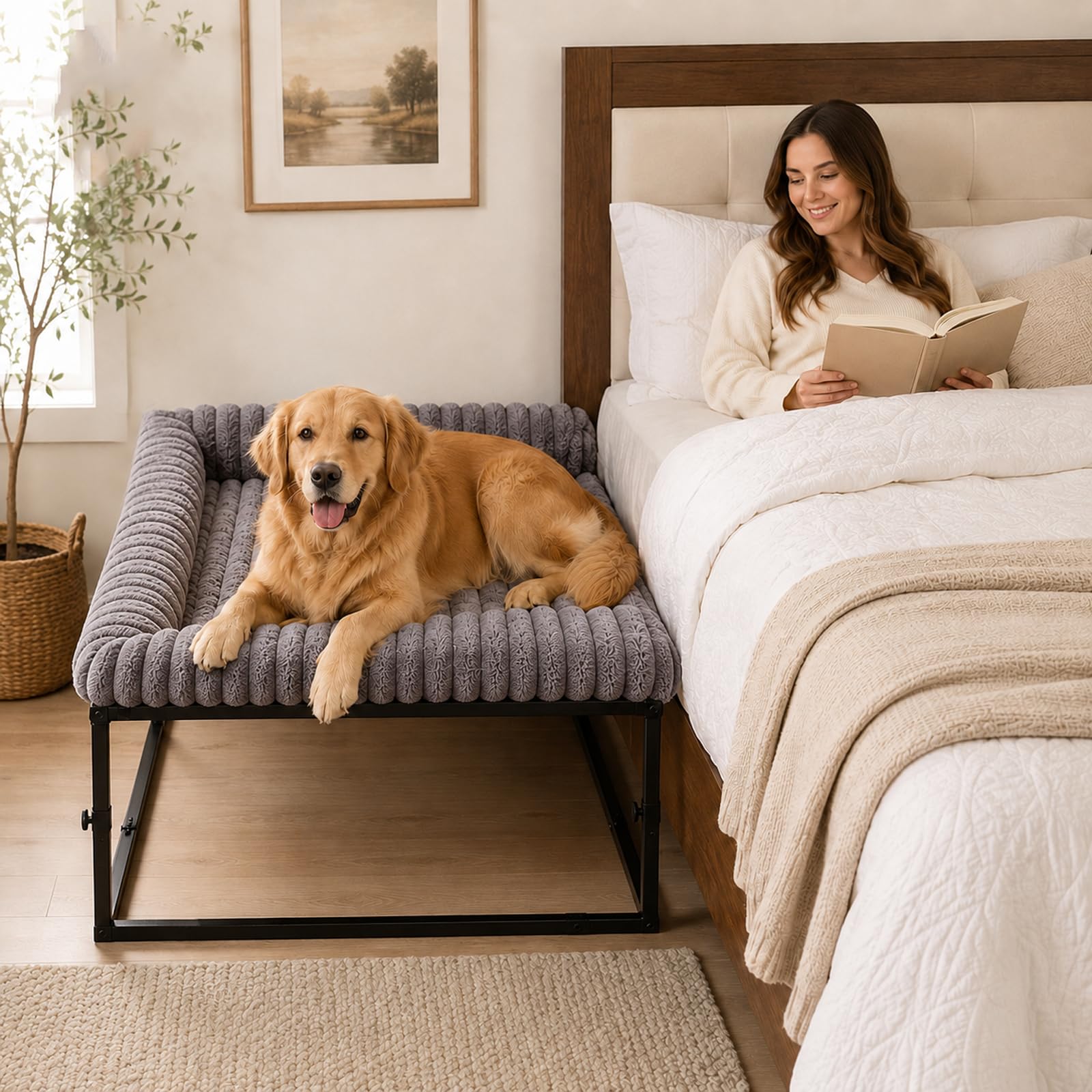 Photo 1 of SKTREVAN Adjustable Bedside Dog Bed - X-Large, Grey