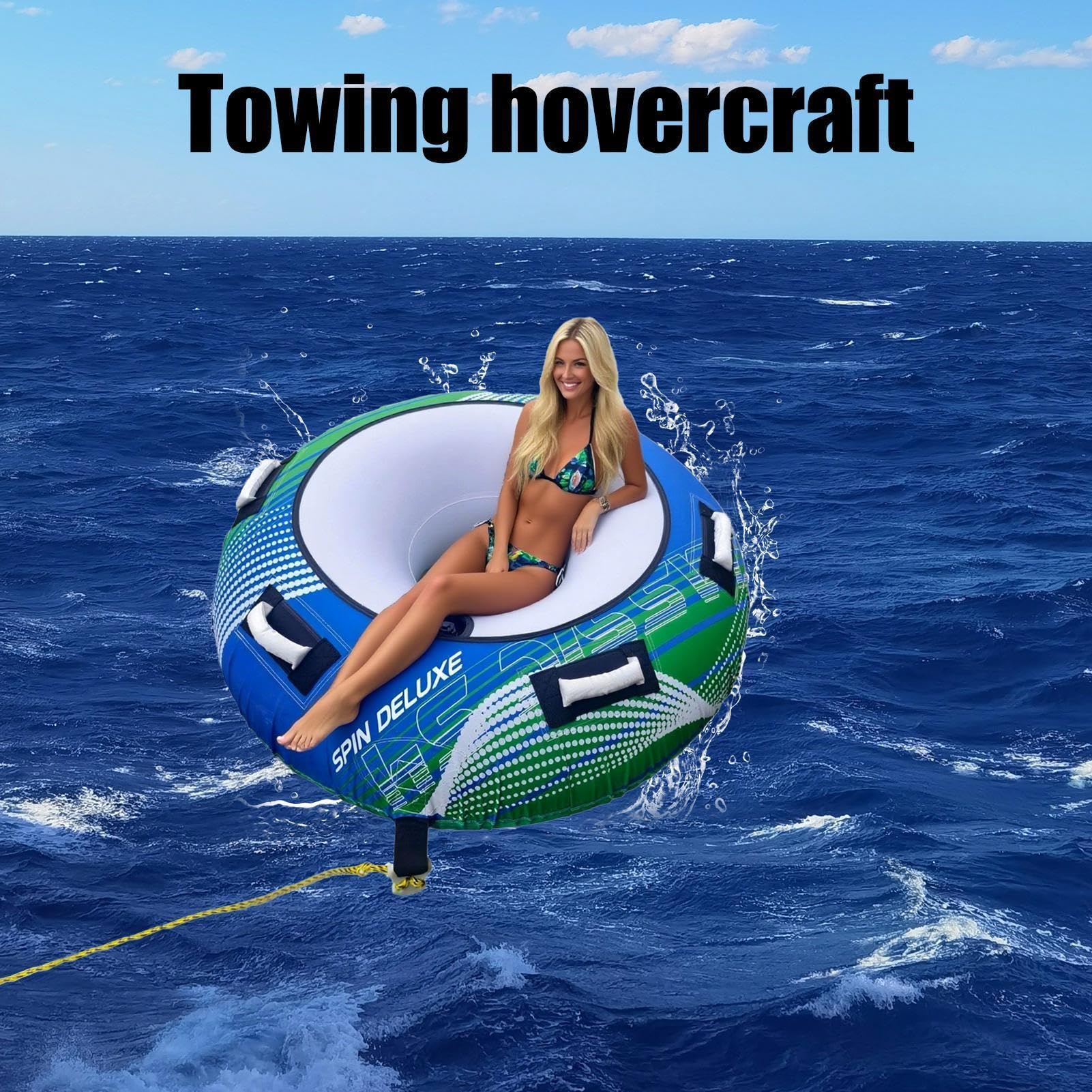 Tubo Gonfiabile Per Barca Grande Portatile Resistente All'Usura | Zattera Gonfiabile per Adulti Lago, Piscina, Spiaggia, Sport Acquatici, Pesca, Wakeboard, Kayak, Sci Nautico, Rafting